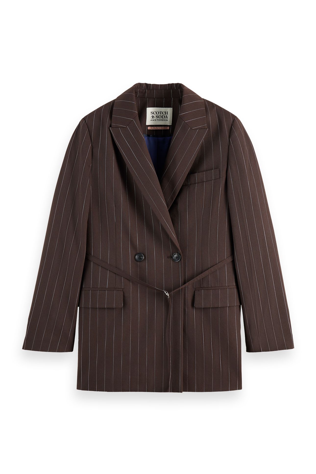 DOUBLE BREASTED LUREX PINSTRIPE BLAZER CHOCOLATE PLUM 4