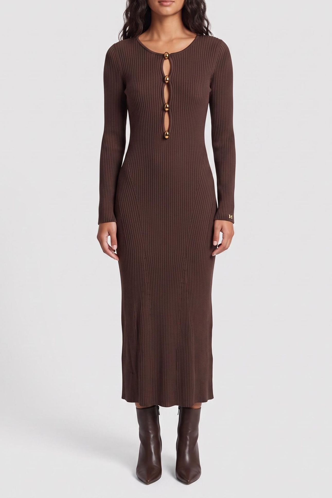 AGATHE RIBBED LS MID CHOCOLATE BROWNIE 1