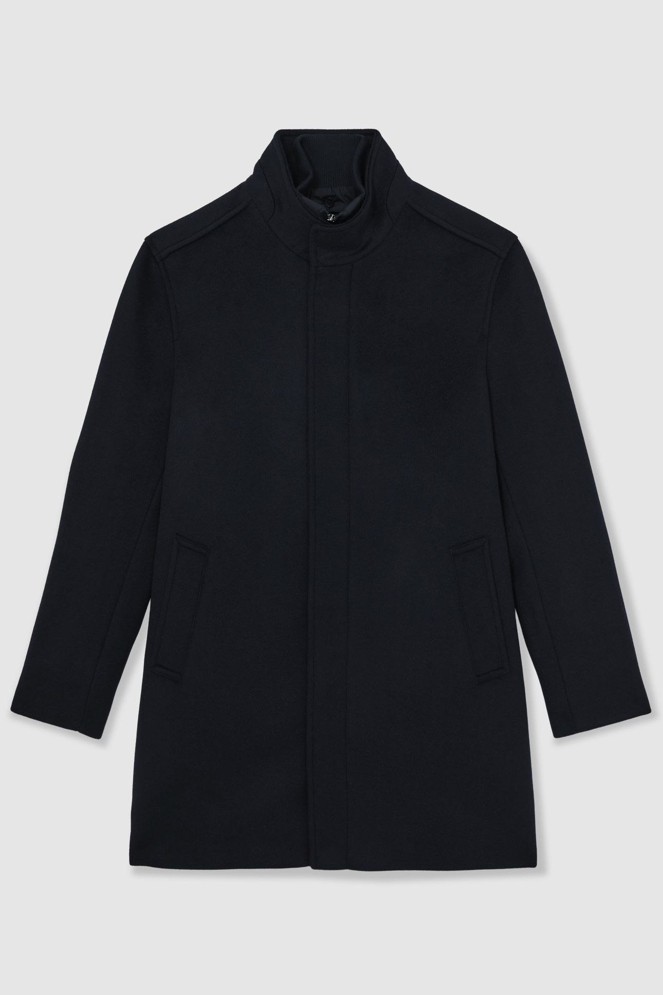 WOOL GILET INSERT FUNNEL NECK COAT NAVY 4