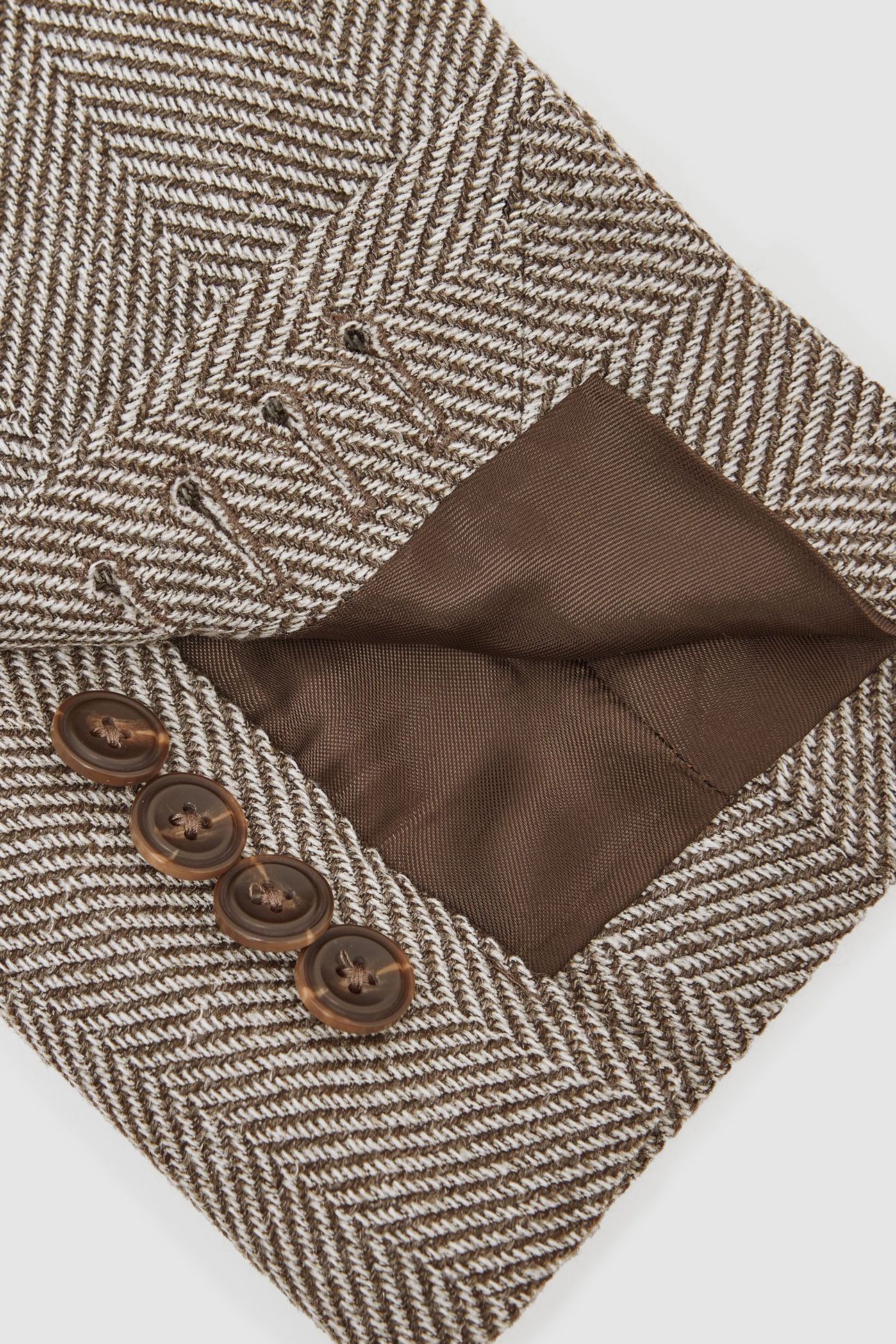 DB PEAK HERRINGBONE TEXTURED BLAZER BROWN 6