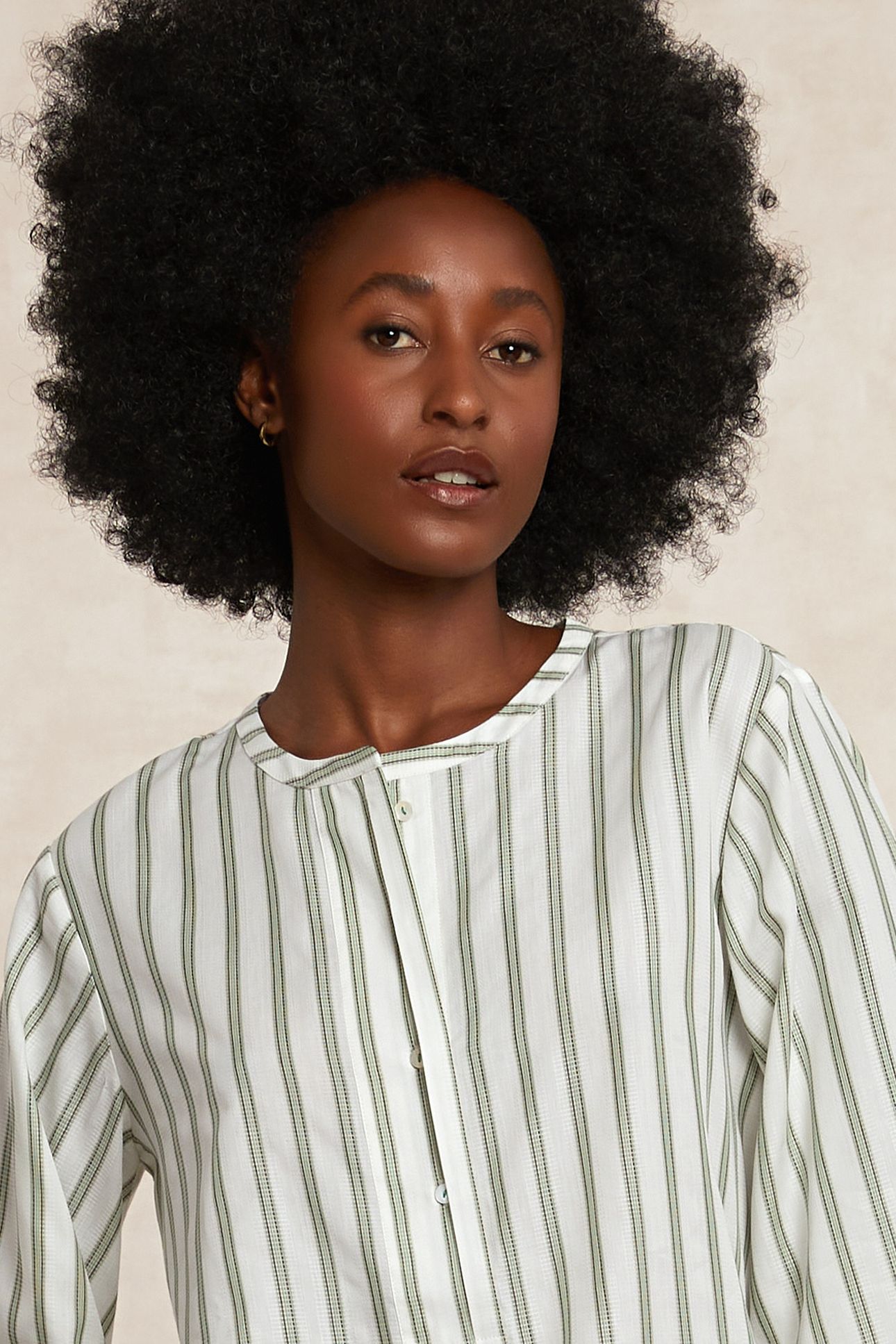 STRIPED OVERSIZED BLOUSE LONG SLEEVES GREEN/OFF WHITE 5