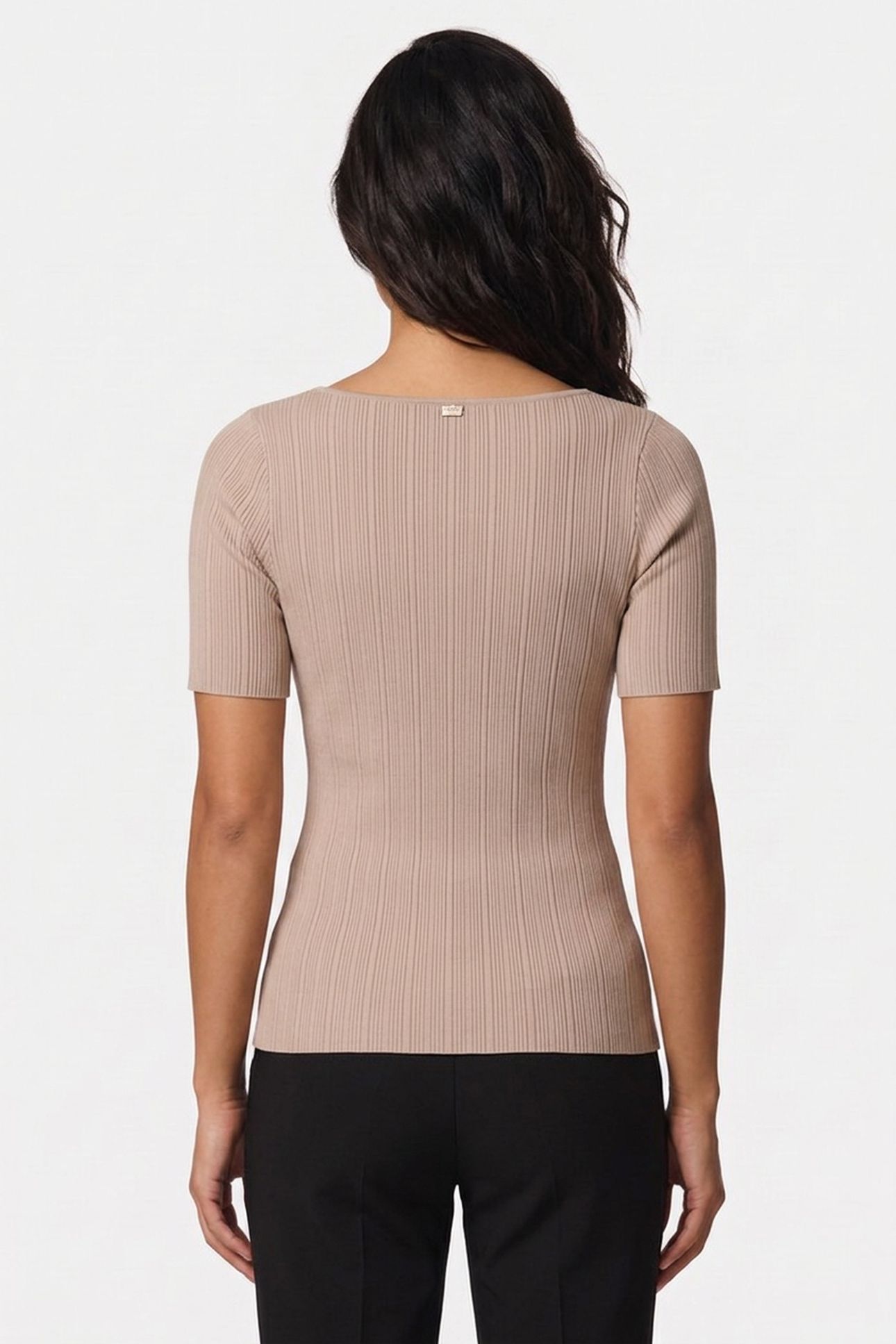 KATHLEEN SS RIBBED T VELVET TAUPE 2