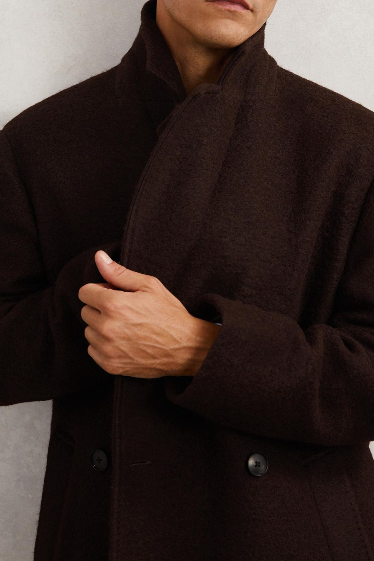LS BOUCLE DB BELTED OVERCOAT CHOCOLATE BROWN 4