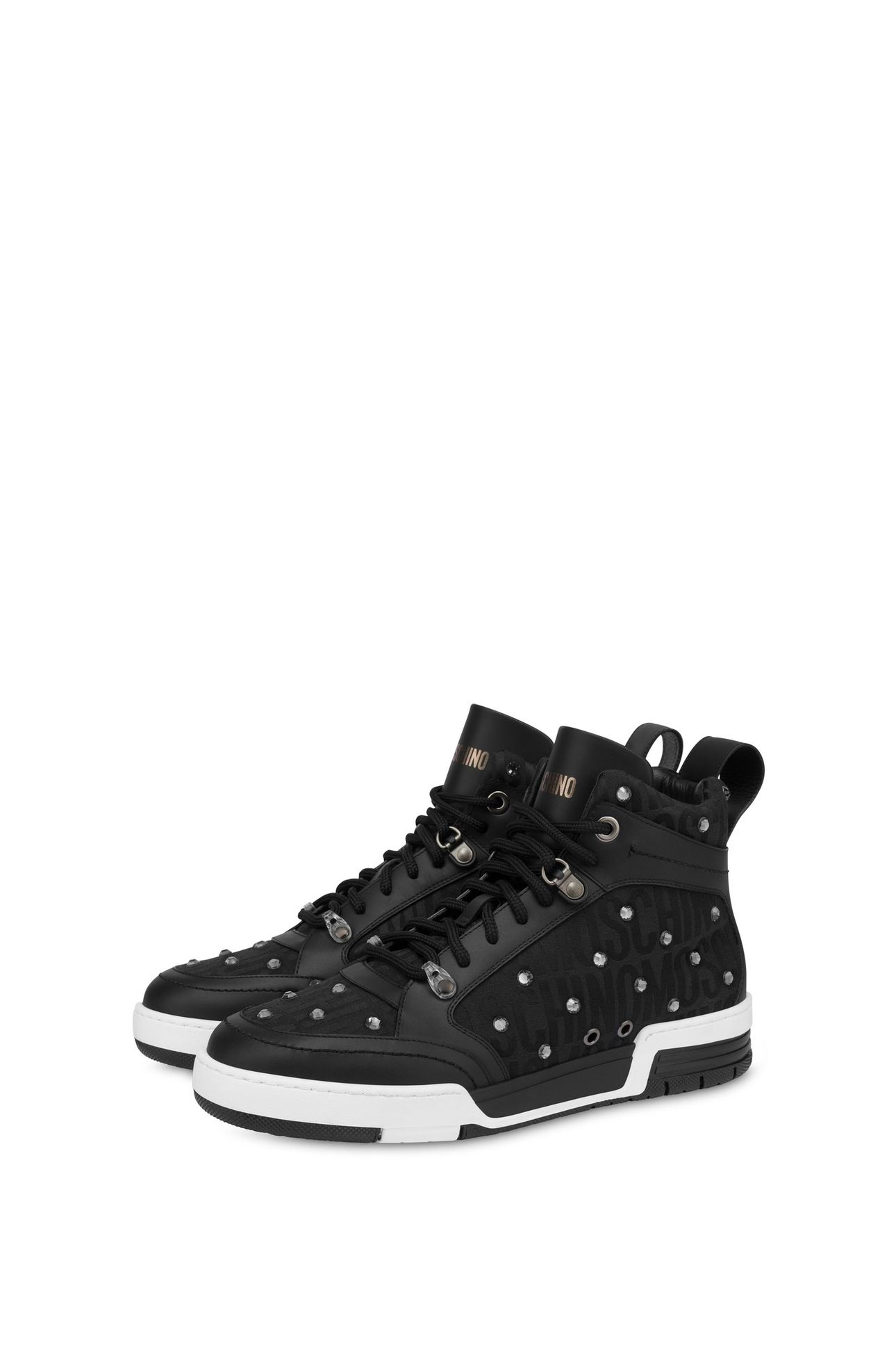HIGH-TOP SNEAKERS WITH RHINESTONES ALLOVER LOGO BLACK 2