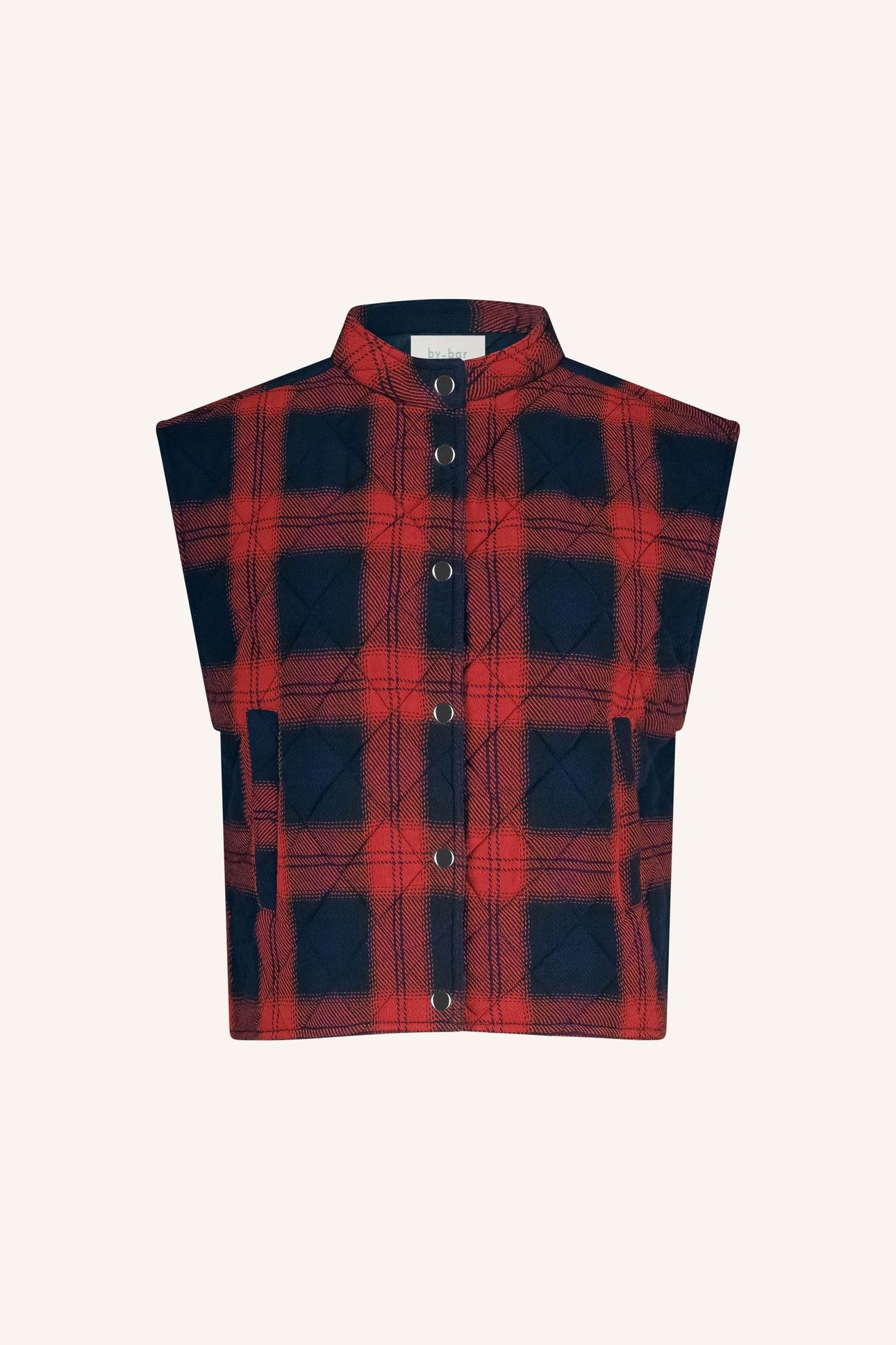 MAVE RED CHECK SLEEVELESS JACKET POPPY CHECK 6