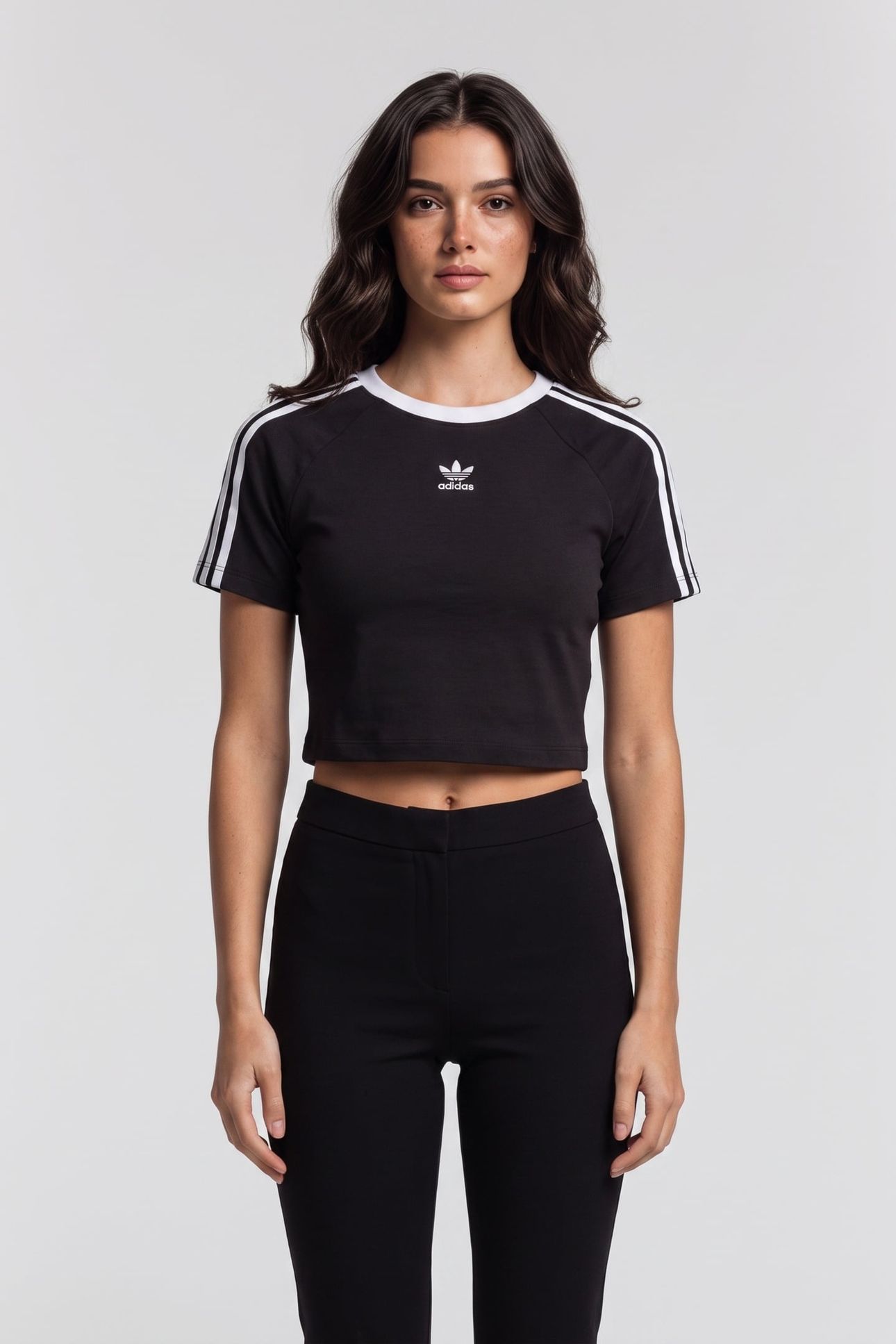 ORIGINALS 3 STRIPE BABY TEE BLACK 1