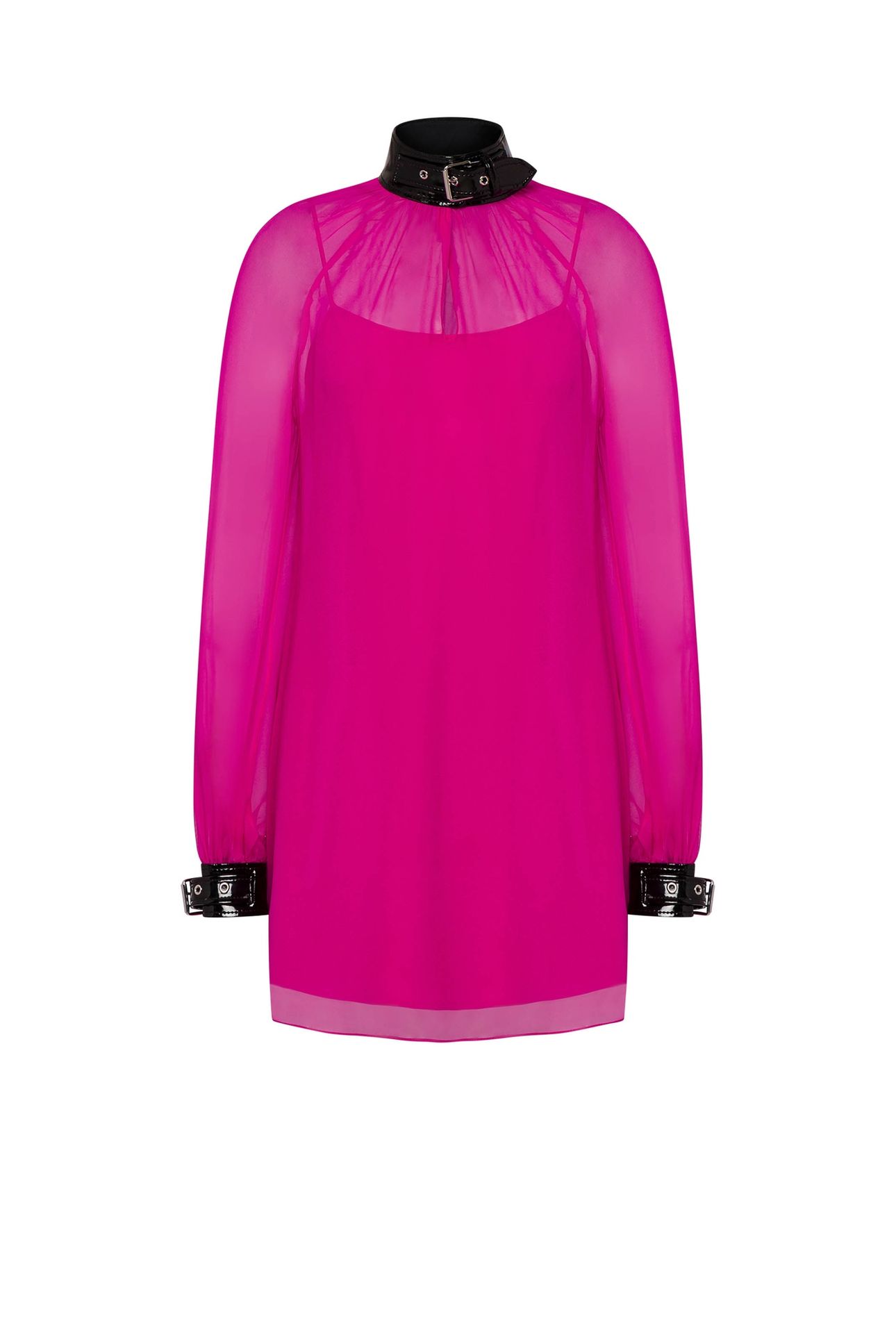 SILK CHIFFON BONDAGE BUCKLE DRESS PINK 3