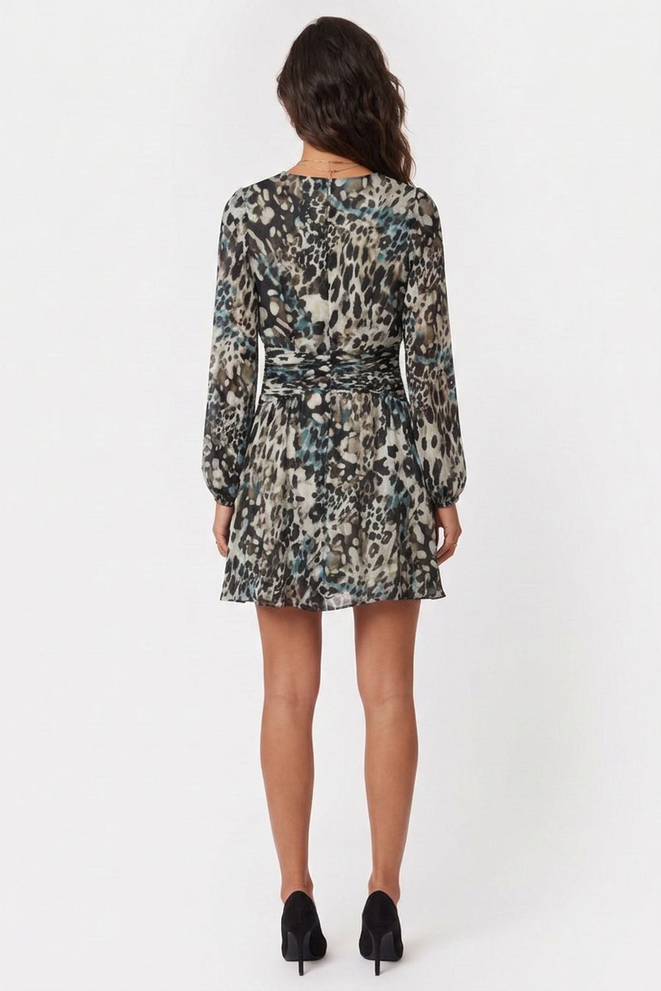 LS ROMINA PLEAT FLAR AQUARELLE LEOPARD PR 2