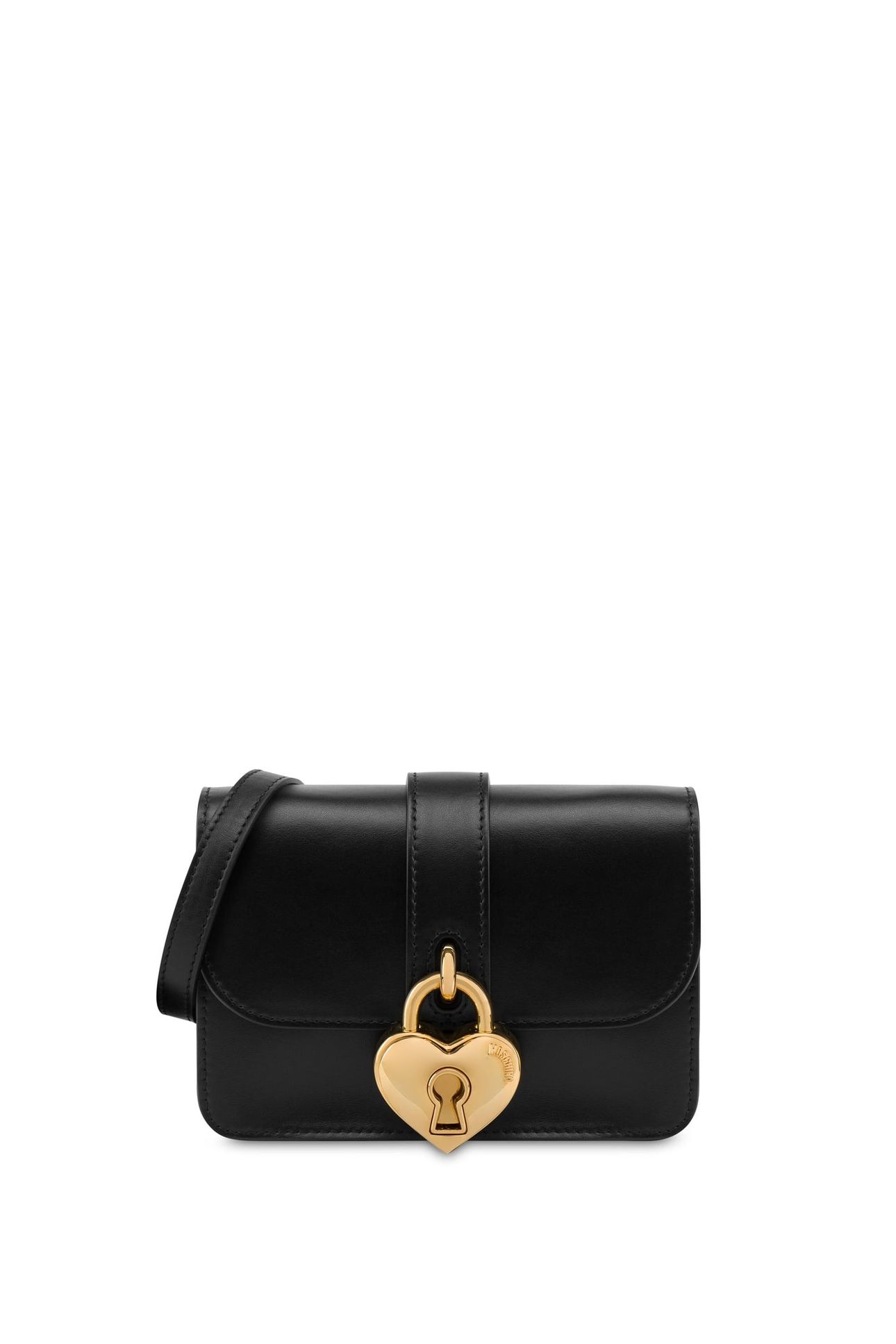 HEART LOCK CALFSKIN SHOULDER BAG BLACK 1