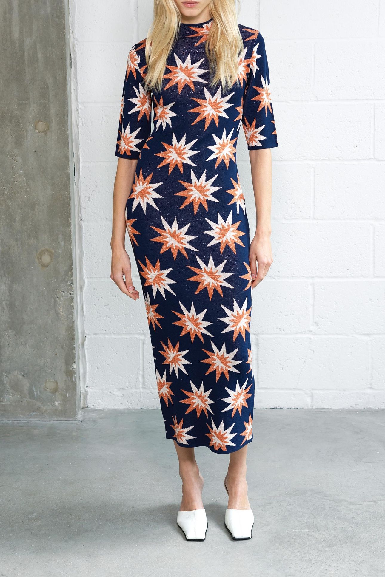 IMELDA STAR JACQUARD KNIT DRES EVENING BLUE MULTI 1