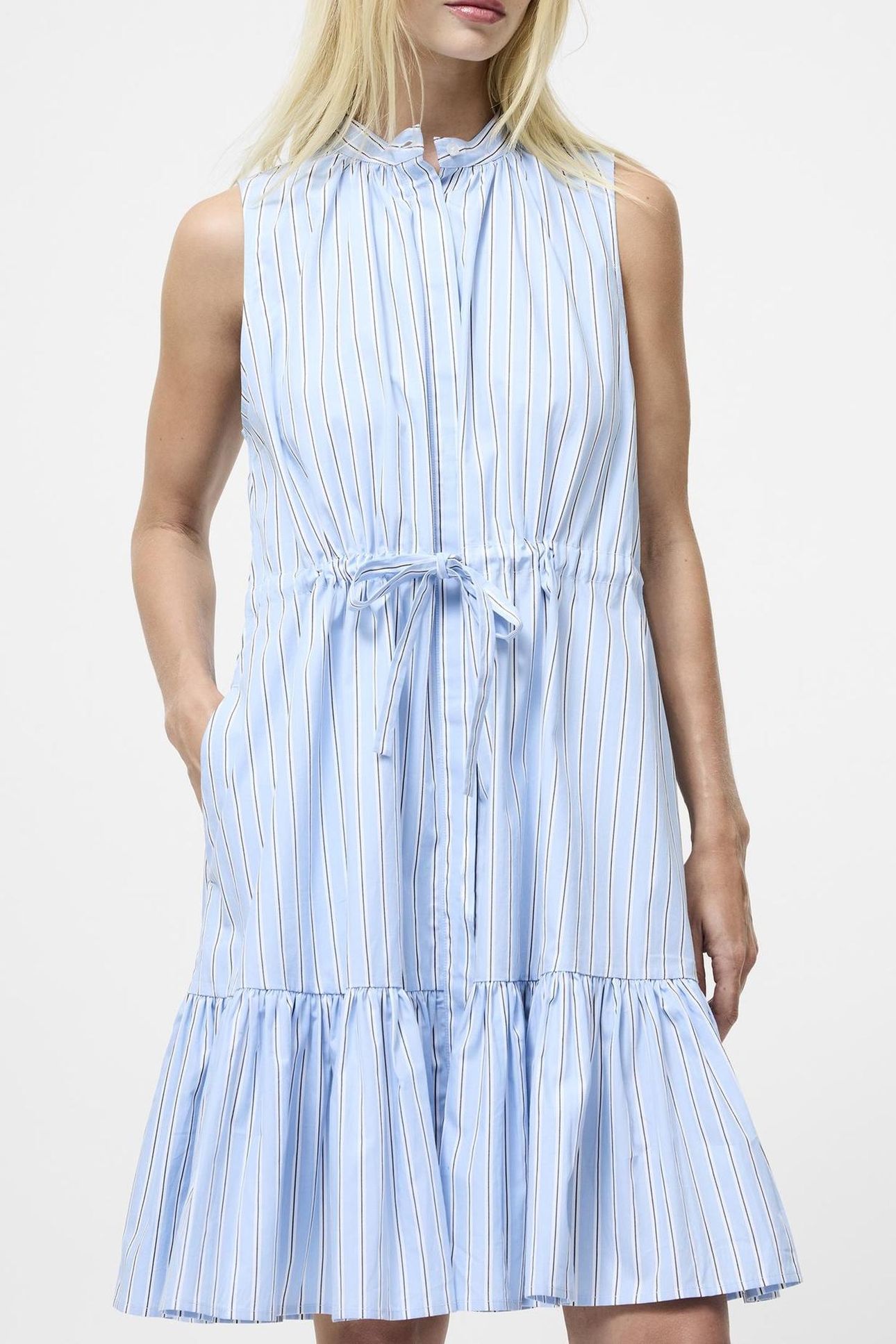 CAMBRIA COTTON STRIPED DRESS ARCTIC BLUE/LINEN WH 1