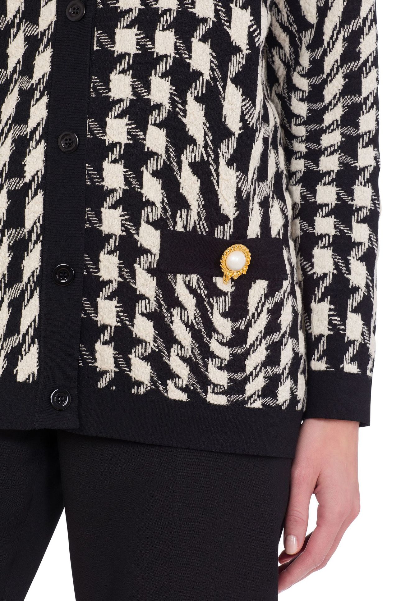 MORPHED HOUNDSTOOTH STRETCH CARDIGAN WHITE 4