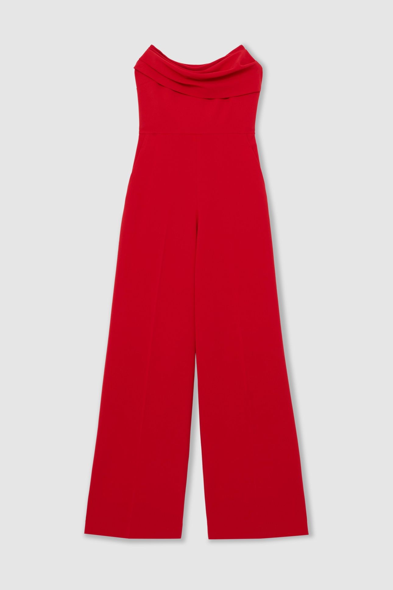 STRUCTURED BANDEAU JUMPSUIT RED 4
