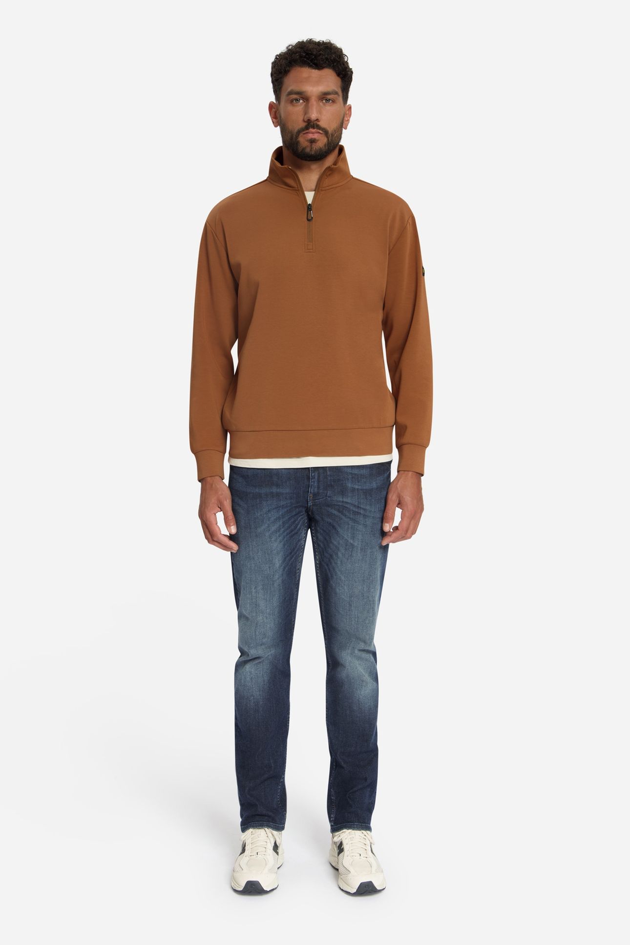 SWEATER HALF ZIP CARAMEL 1