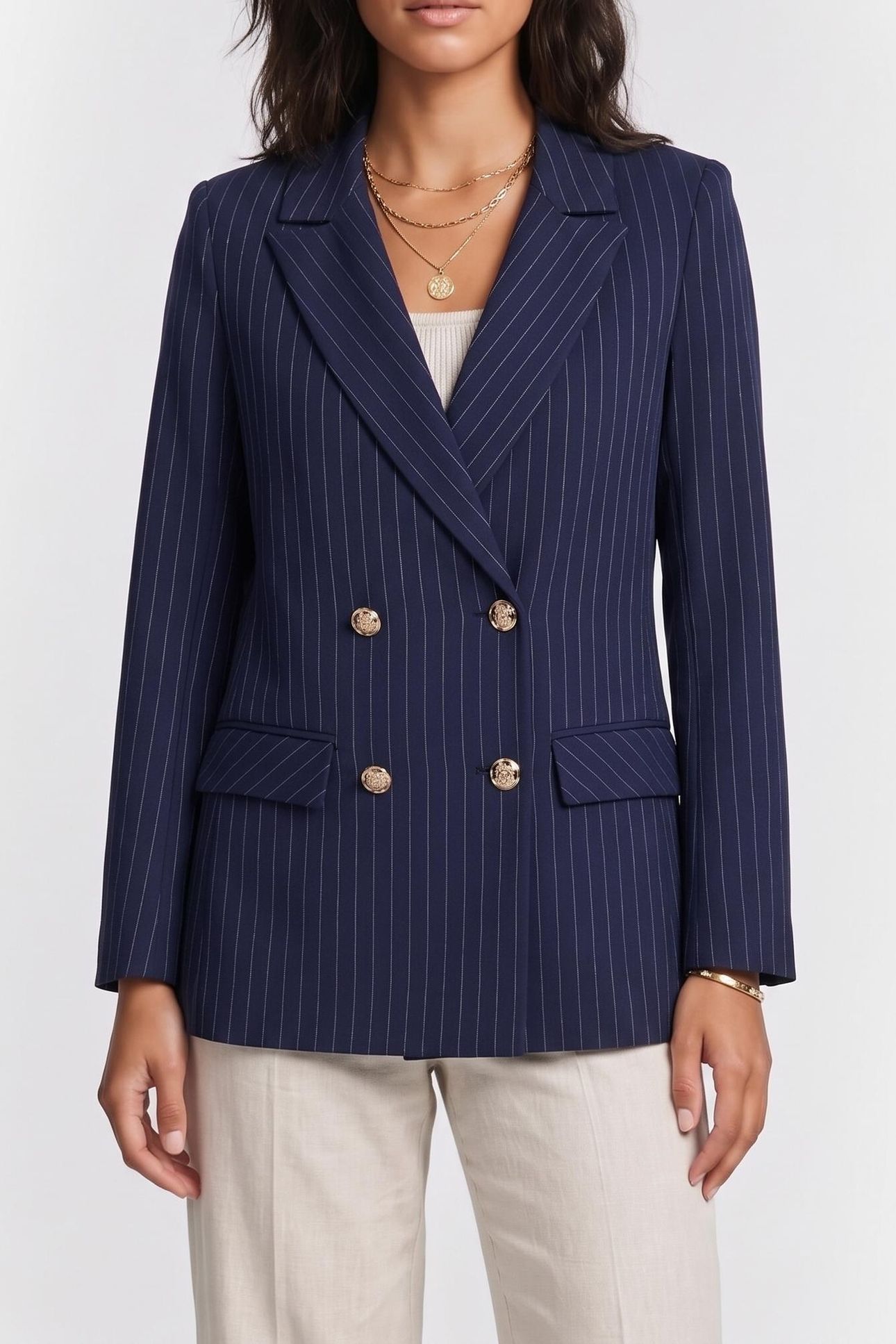 SIDNEY BLAZER NAVY PINSTRIPE WHITE 1