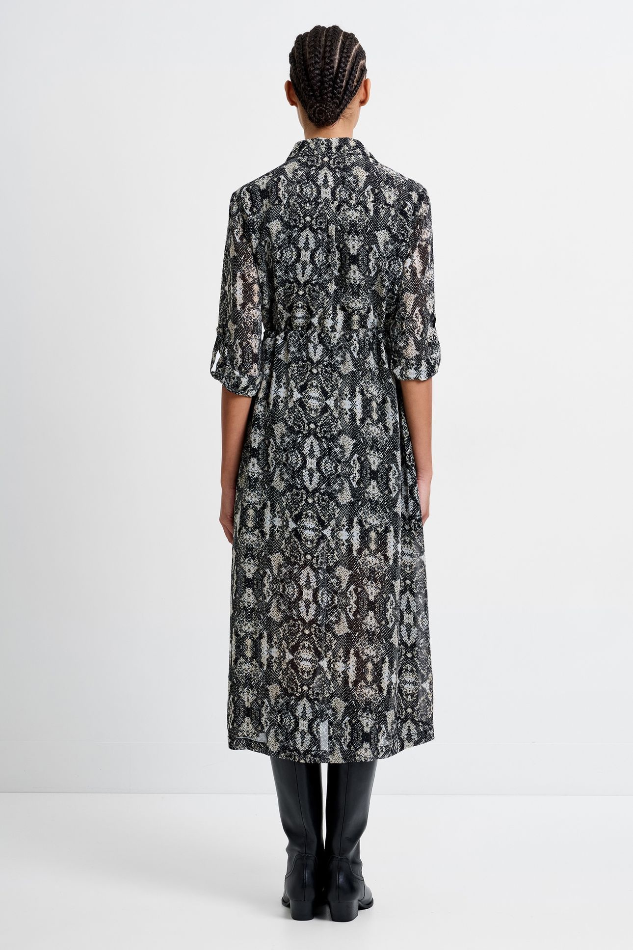 SNAKE PRINT L/S MIDI DRESS NEUTRAL MULTI 2