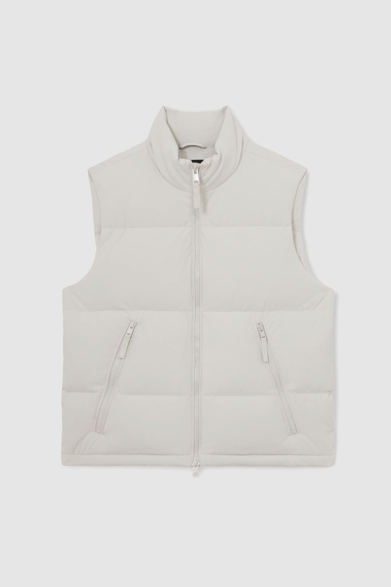 QUILTED ZIP THROUGH PUFFER GILET LIGHT STONE 4