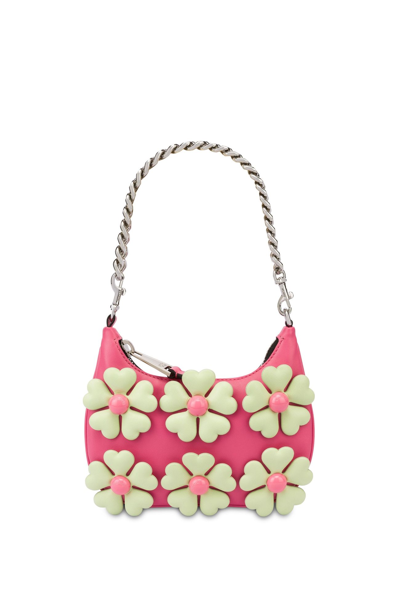 HEART FLOWERS NAPPA LEATHER MINI HOBO BAG PINK 3