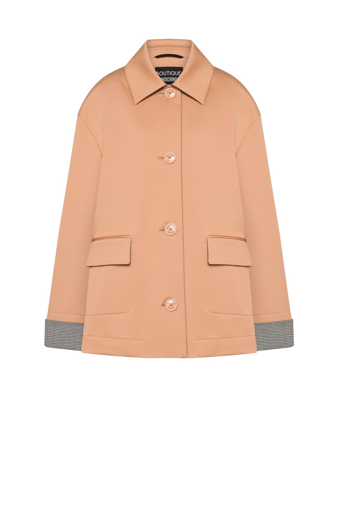 STRETCH GABARDINE JACKET WITH HOUNDSTOOTH DETAILS BEIGE 3