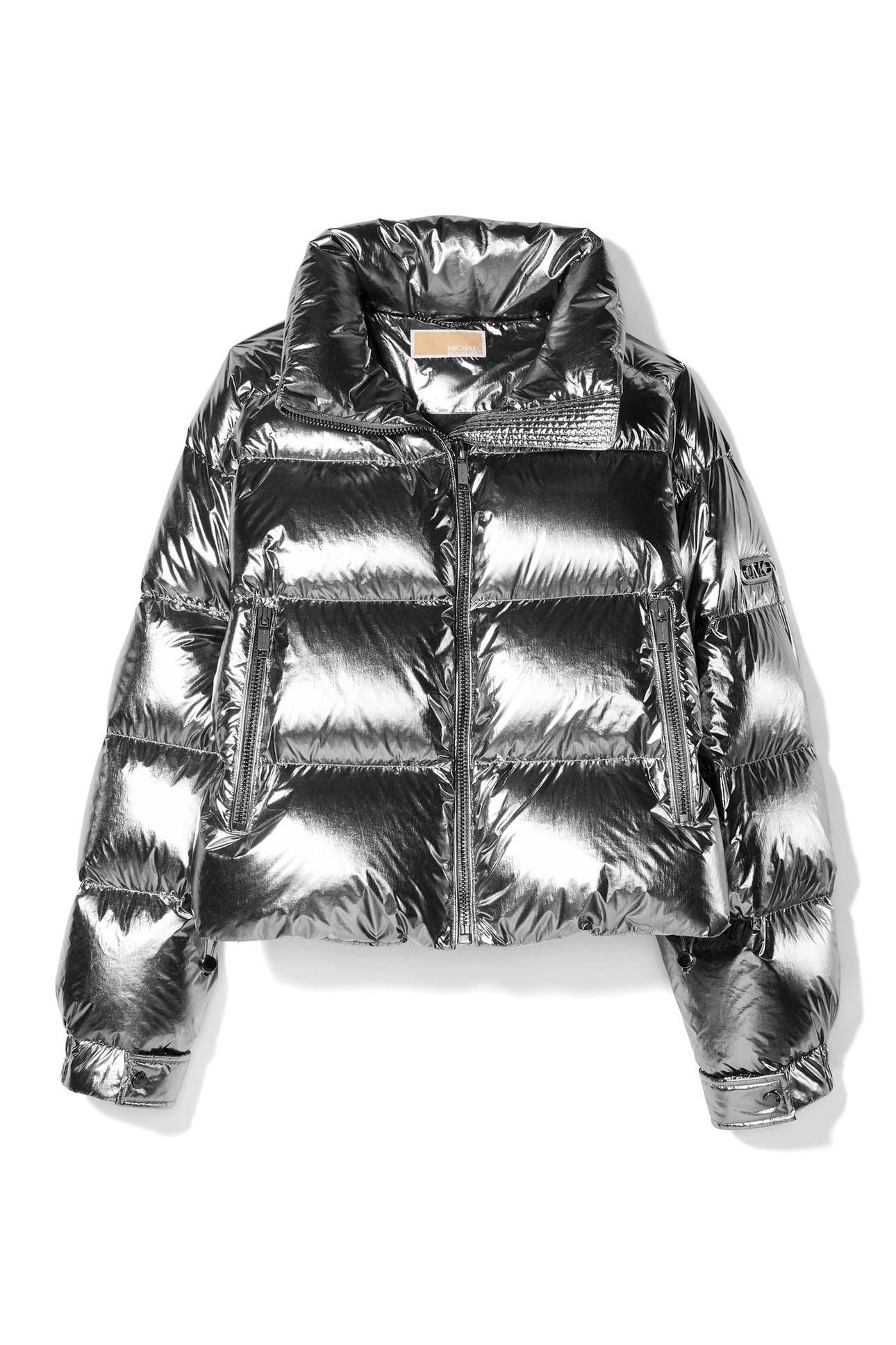 METALLIC SHORT DOWN JACKET GUNMETAL 3