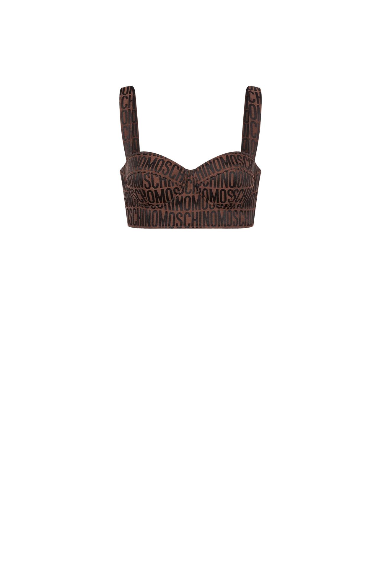 CROP TOP IN NYLON ALLOVER LOGO BROWN 3