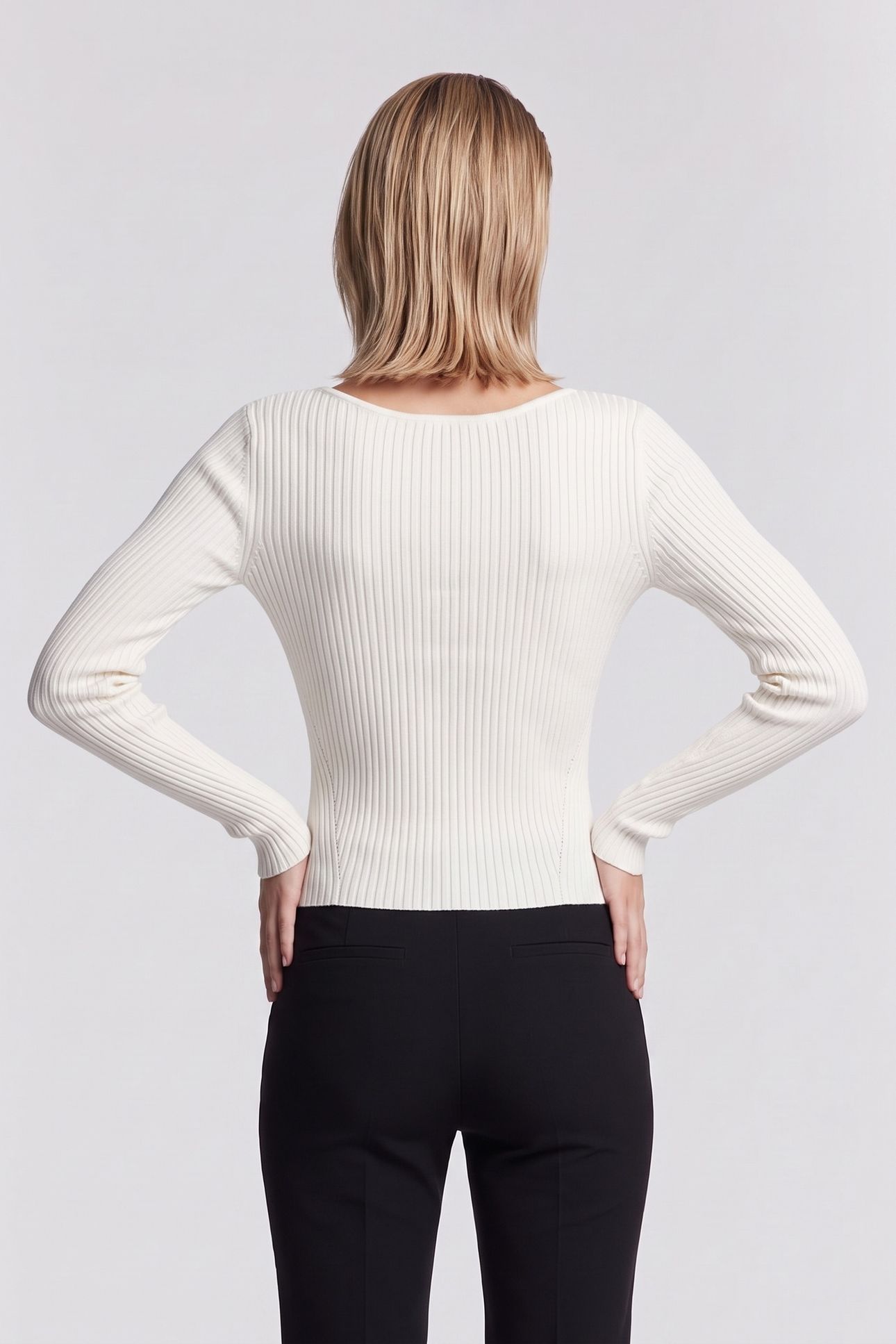 AGATHE RIBBED LS SWT MACADAMIA 2