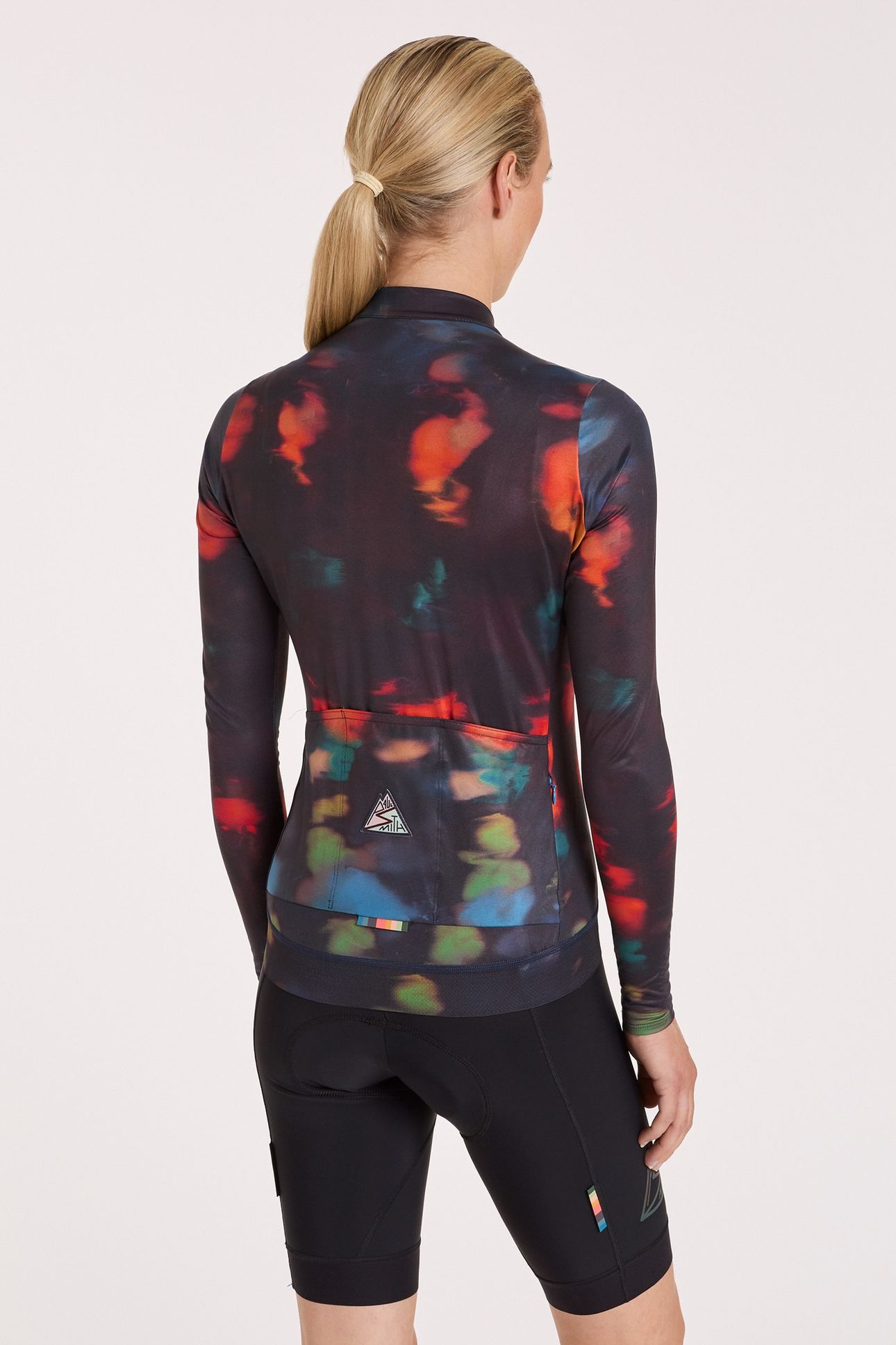 WOMENS CYCLE JERSEY L/S INK SPILL BLACK 2