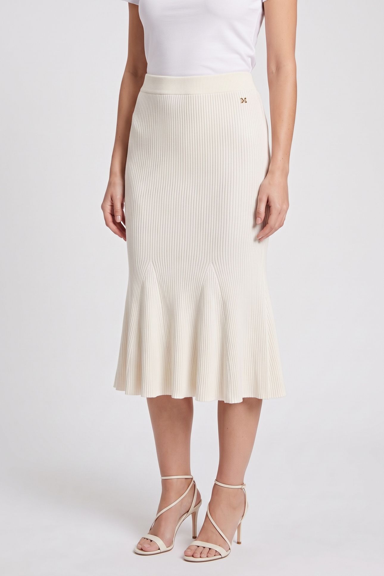AGATHE FLARE SKIRT S MACADAMIA 1