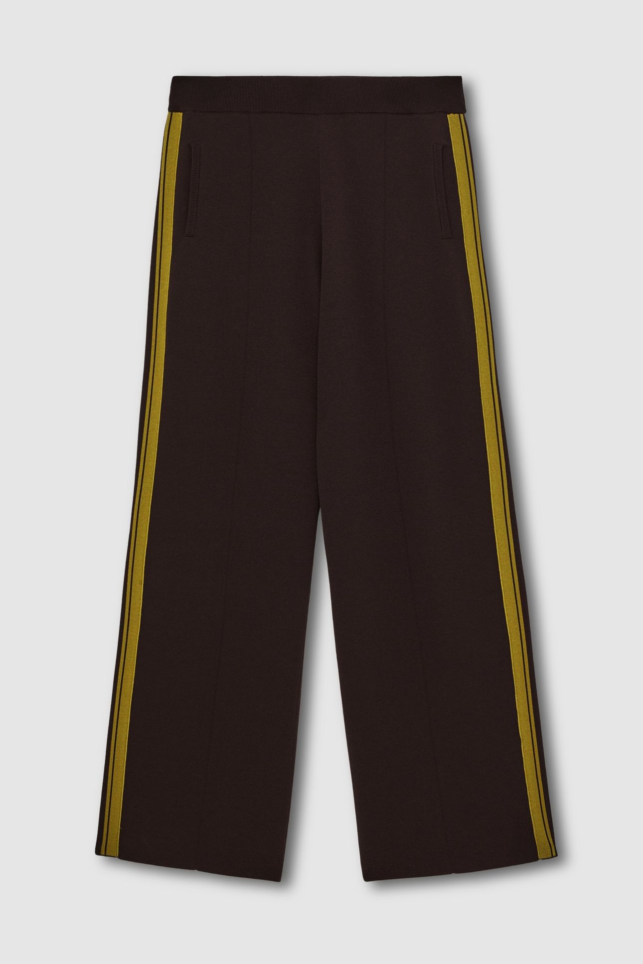 KNITTED WIDE LEG SIDE STRIPE TROUSER BERRY 4