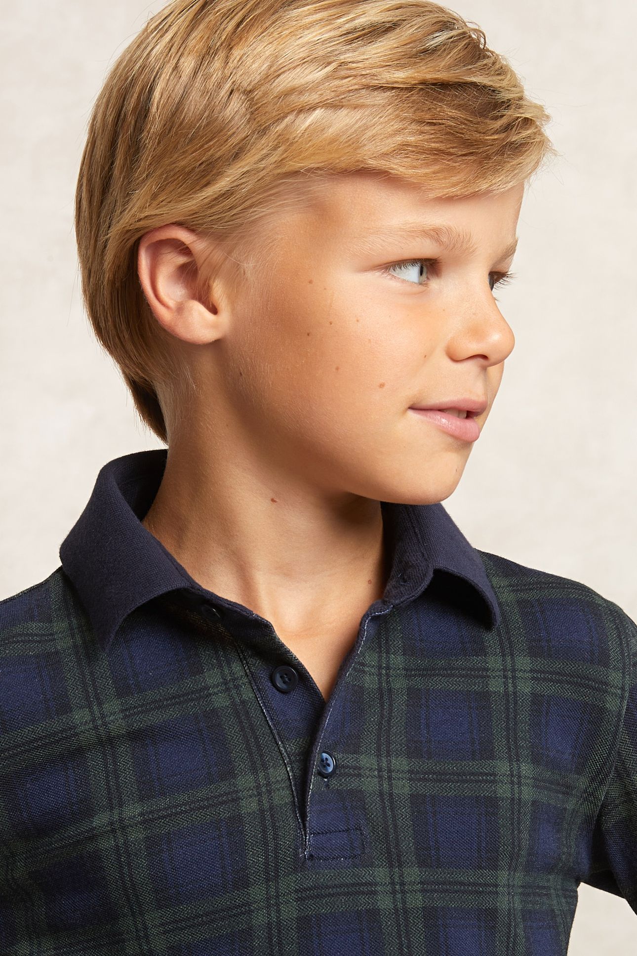 CUSTOM FIT COTTON CHECKED POLO ADMIRAL/BOTTLE BLUE 4