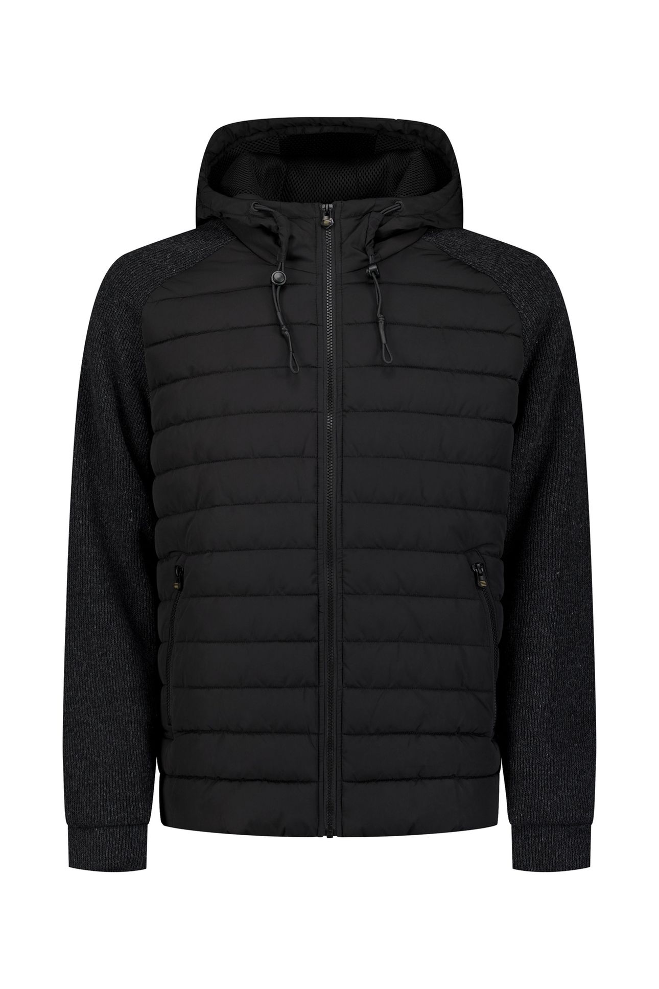JACKET SHORT FIT PUFFER KNITTED MIX BLACK 2