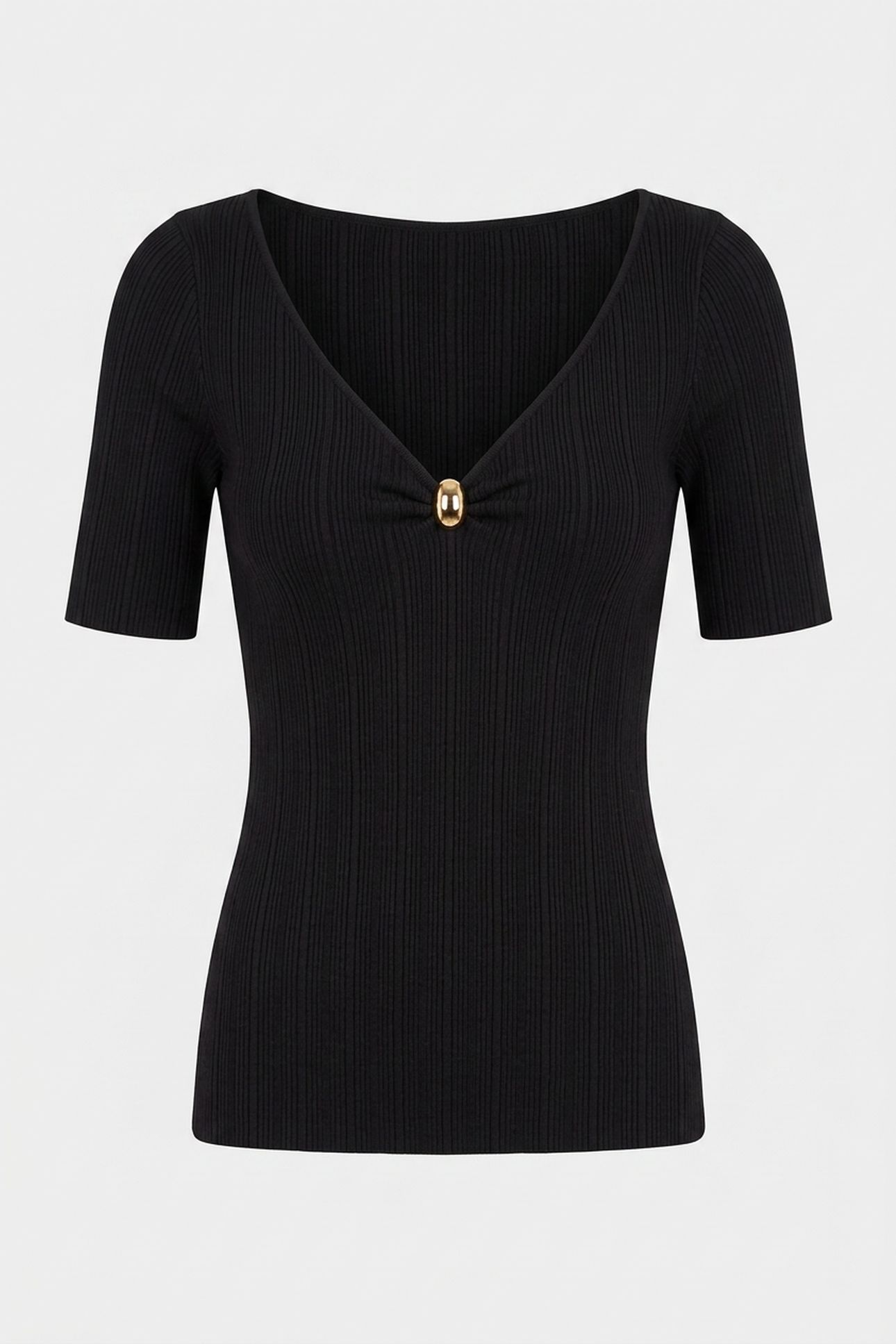 KATHLEEN SS RIBBED T JET BLACK A996 3