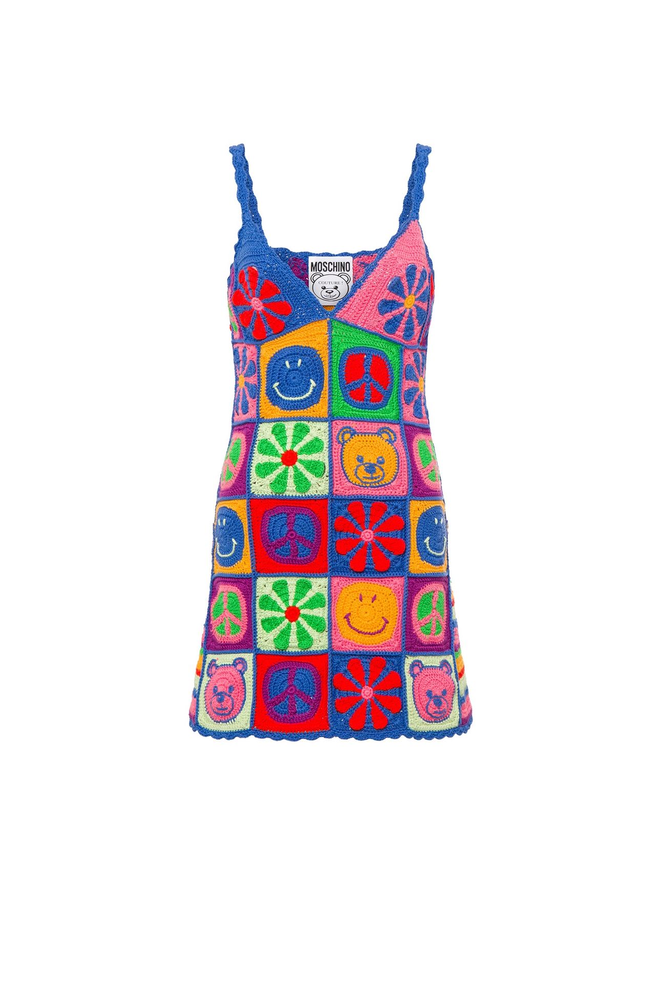 MOSCHINO SYMBOLS CROCHET DRESS MULTICOLOR 3