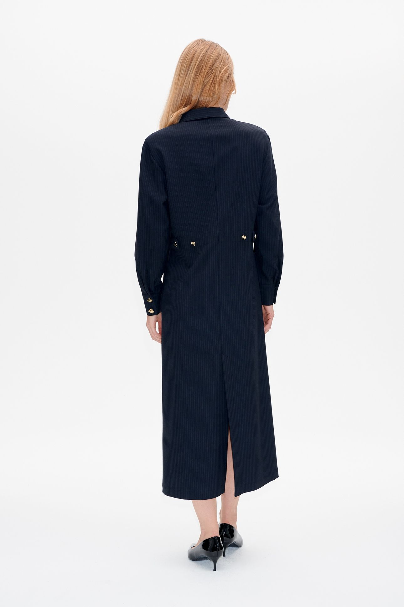 ANNELLA DRESS BLACKISH PINSTRIPE 2