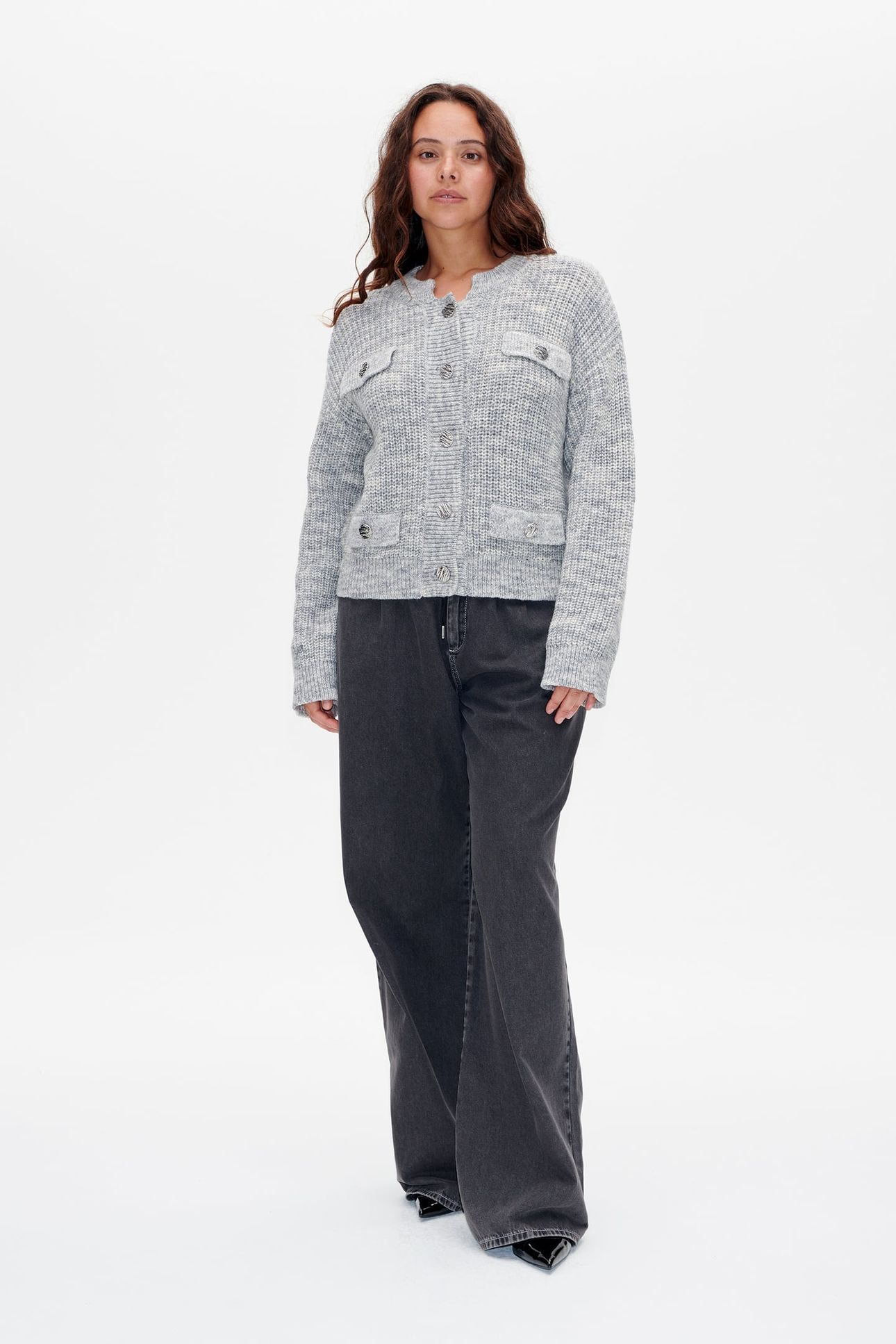 CAT CARDIGAN SILVERGREY MELANGE 1