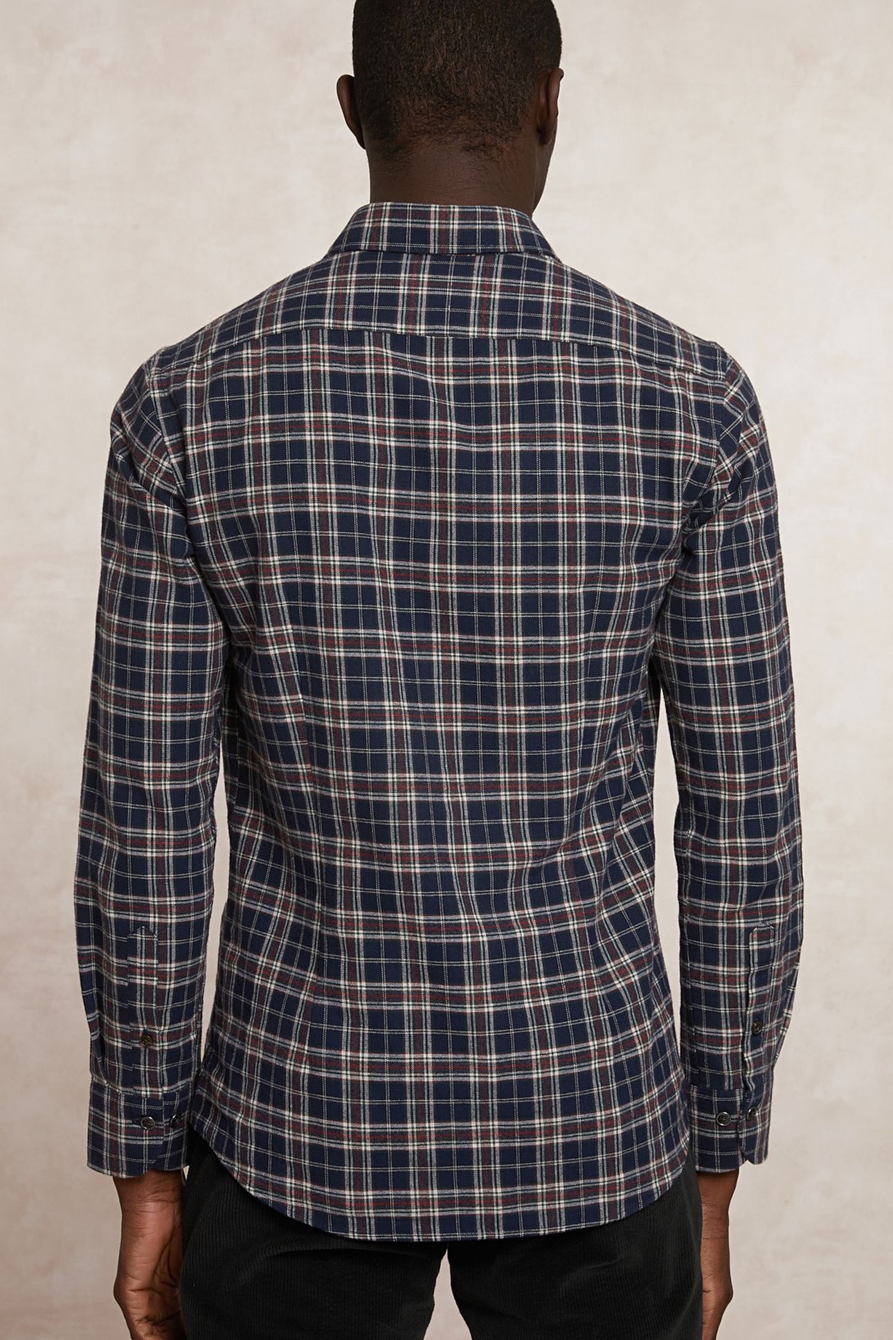 SLIM FIT CHECKED FLANNEL SHIRT BLUE/RED 2