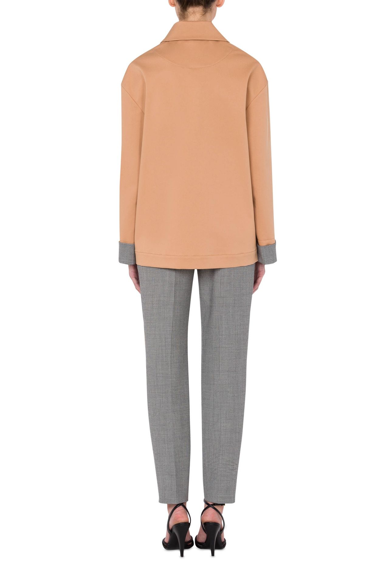STRETCH GABARDINE JACKET WITH HOUNDSTOOTH DETAILS BEIGE 2