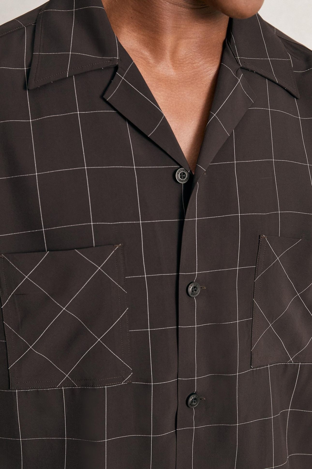 LS WINDOWPANE CUBAN SHIRT DARK BROWN 6