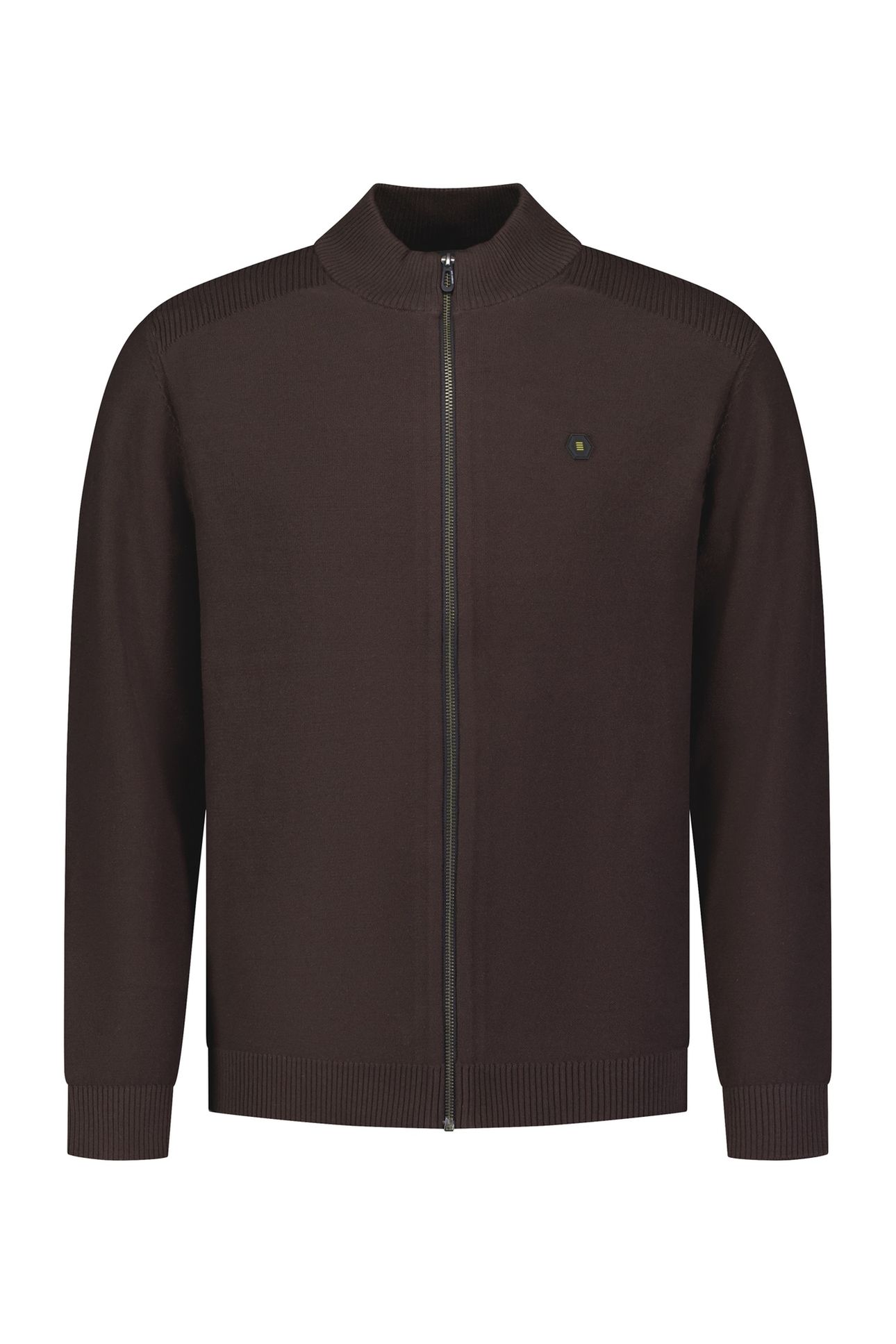 PULLOVER FULL ZIP SHOULDER DETAIL DARK BROWN 3