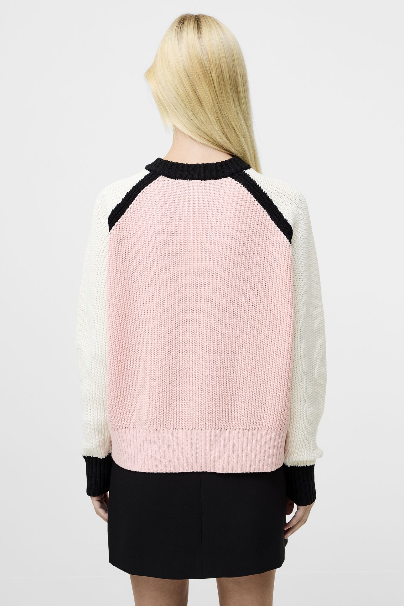 VARLI COLOUR BLOCKING JUMPER BLACK/PEACH PINK/WHI 4