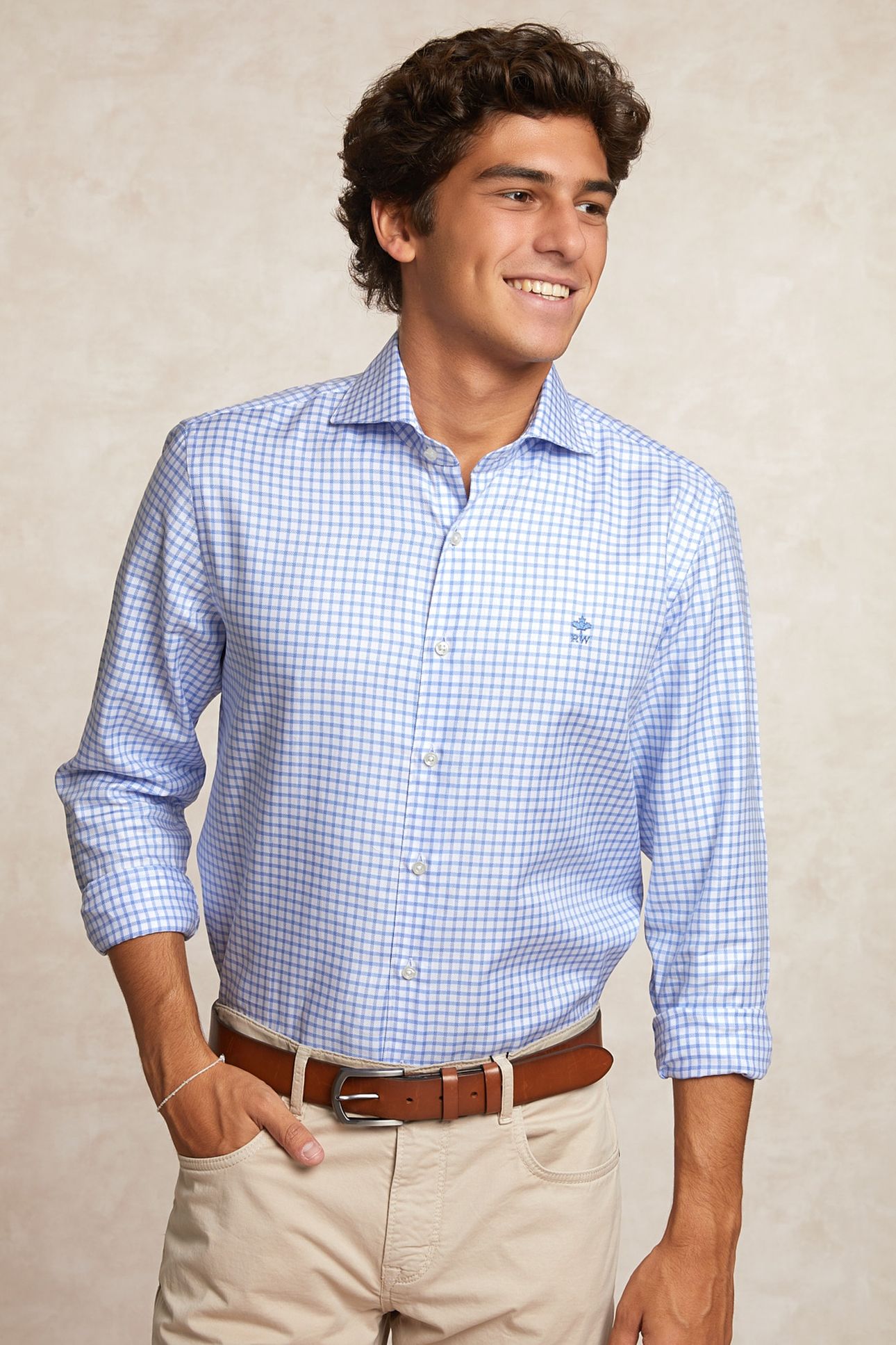 CUSTOM FIT CHECKED SHIRT BLUE/WHITE 3