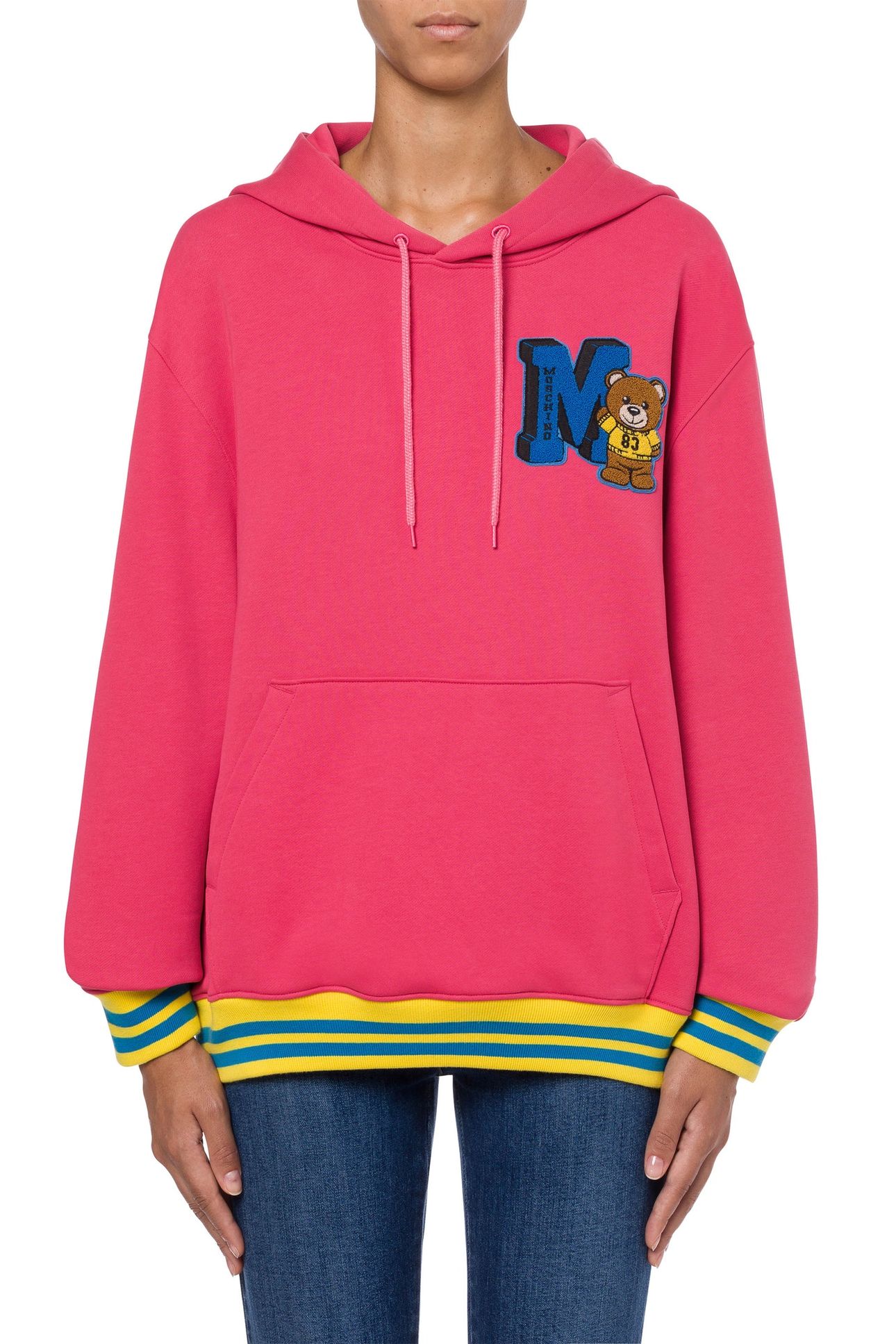 VARSITY TEDDY BEAR HOODIE PINK 1
