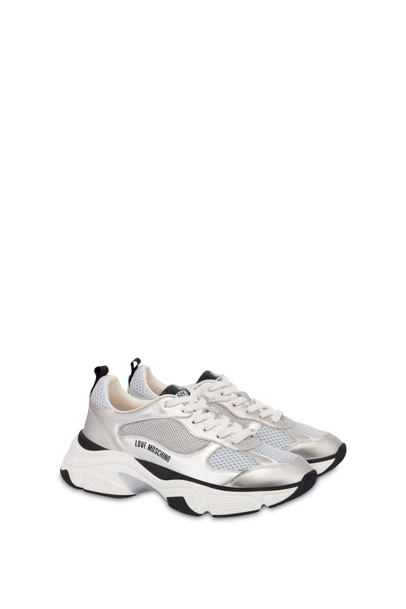 LAMINATE AND MESH SNEAKERS SILVER 2