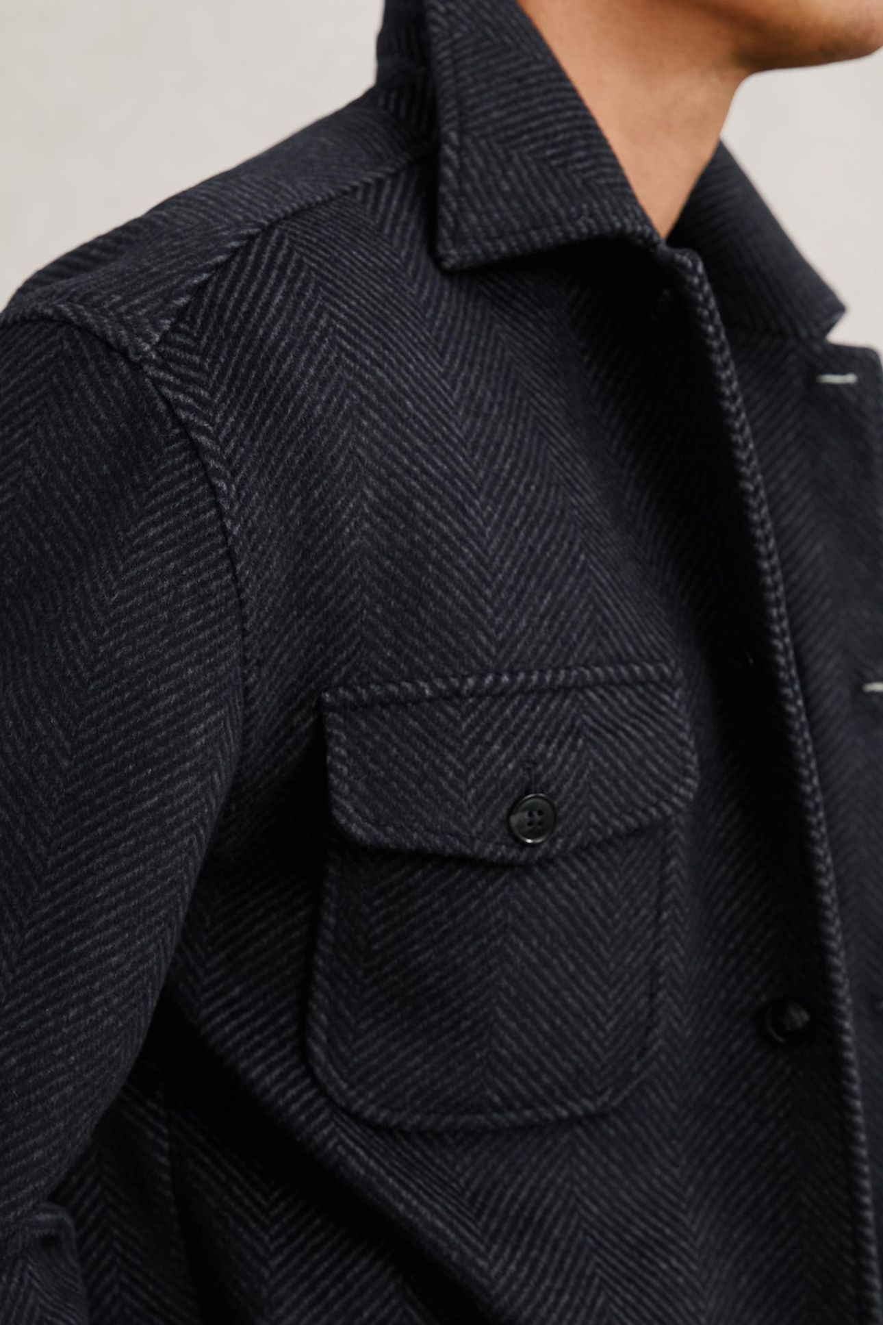 LS HERRINGBONE TWIN POCKET OVERSHIRT NAVY 7