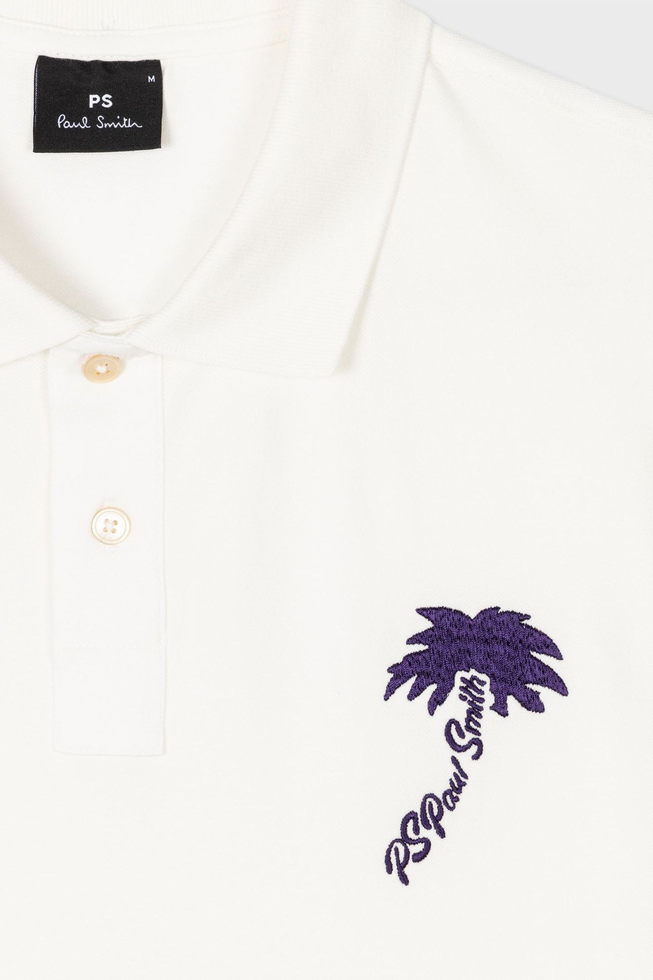 MENS POLO SHIRT PALM EMB OFF WHITE 4