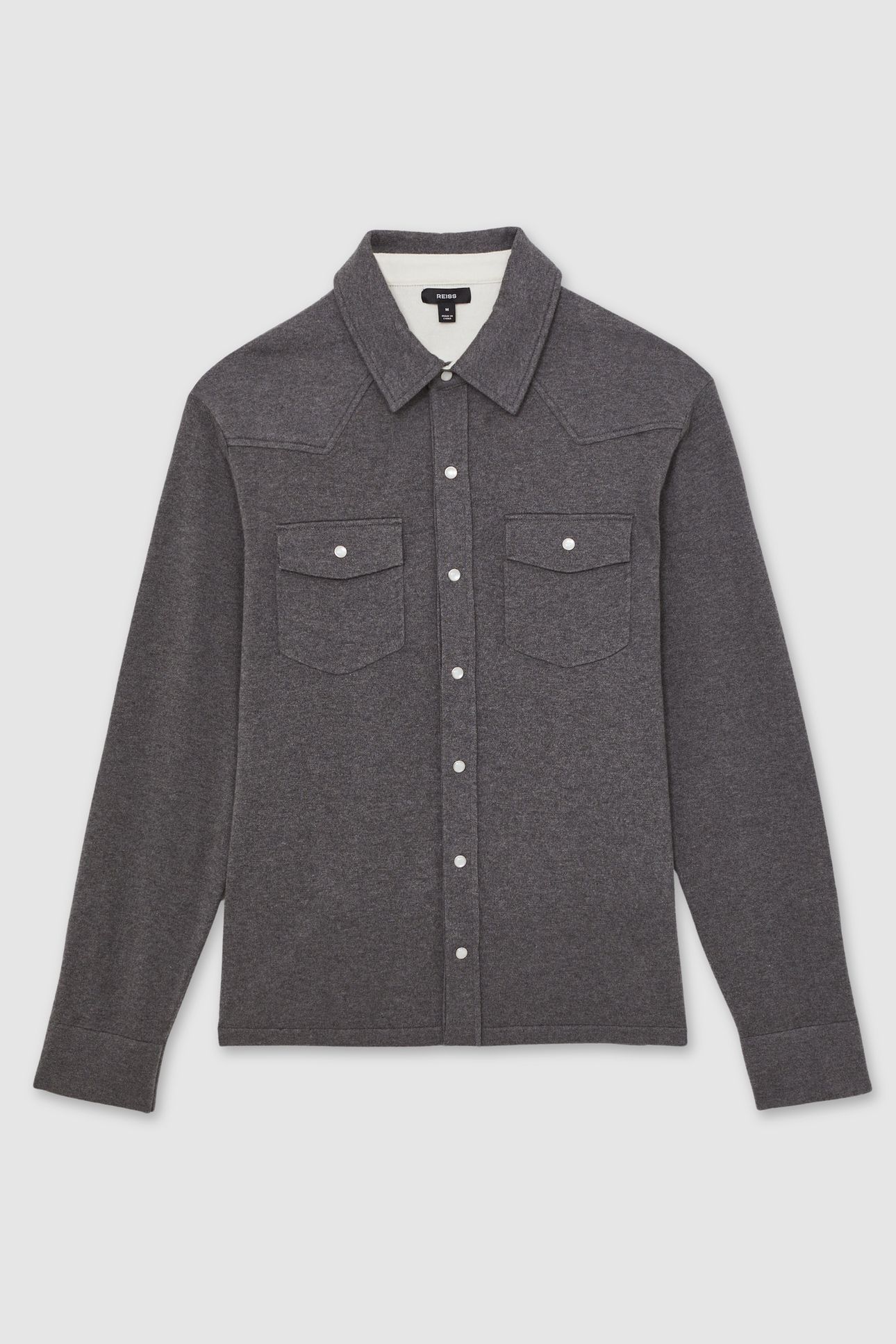 LS BUTTON THROUGH WESTERN DETAIL KNITTED SHIRT CHARCOAL GREY 4