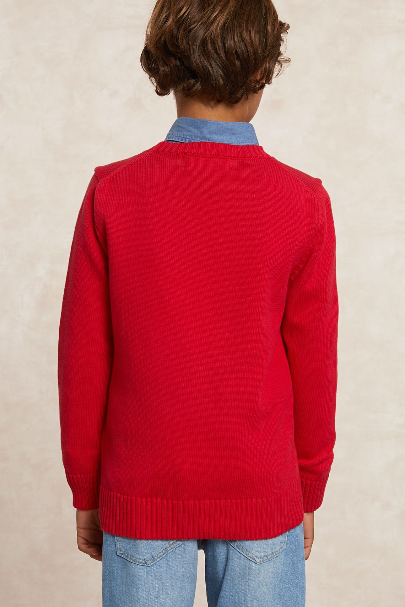 CUSTOM FIT COTTON FANTASY CREW NECK SWEATER HARVARD RED 2