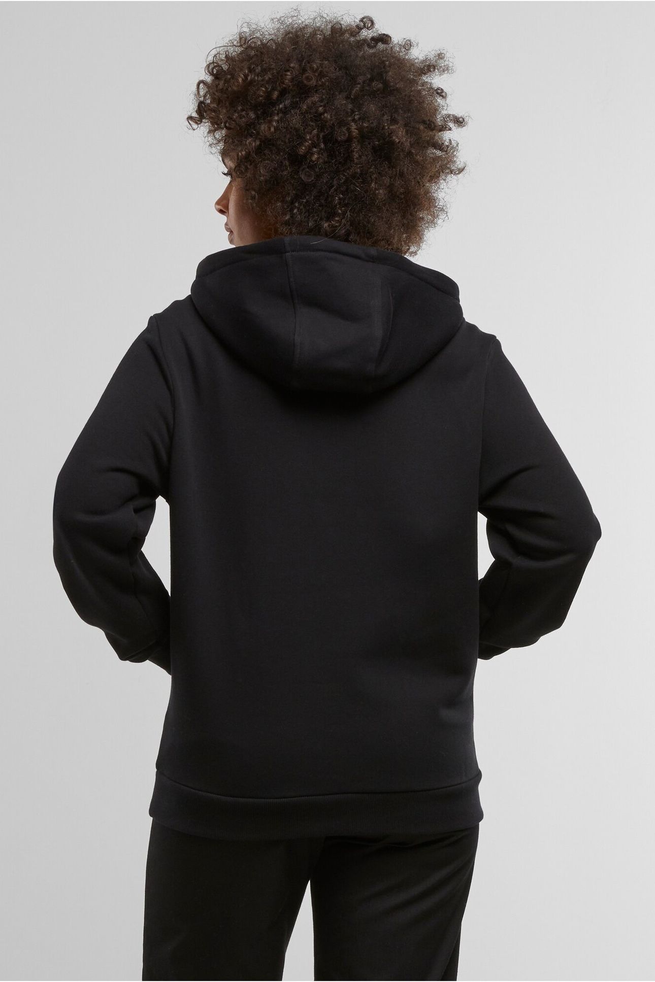 LADIES ESSENTIALS LOOSE BRUSHED FLEECE HOODY BLACK 2
