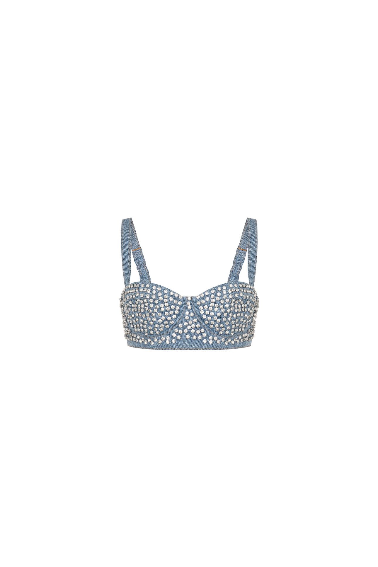DENIM BRALETTE WITH RHINESTONES BLUE 3