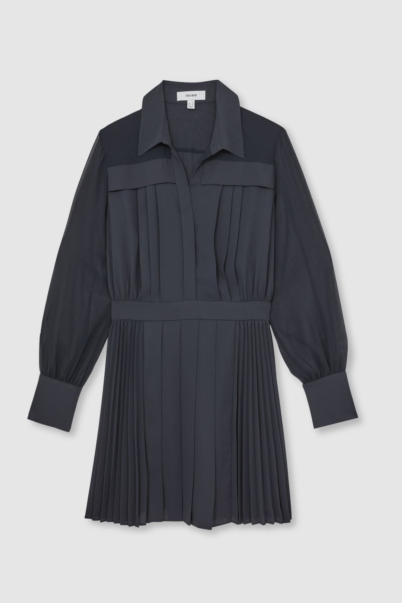 PLEAT FLIPPY MINI DRESS NAVY 4
